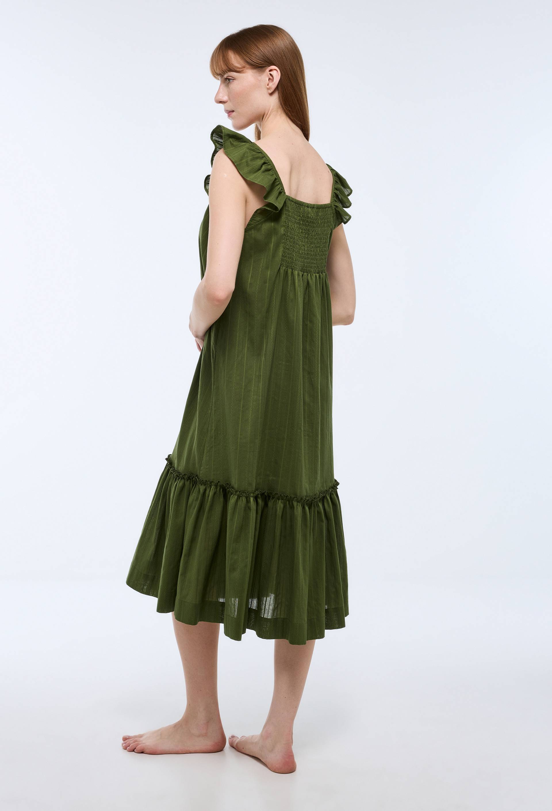Chemise de nuit unie en coton bio GOTS, Vert fonc&eacute;, large image number 2.0