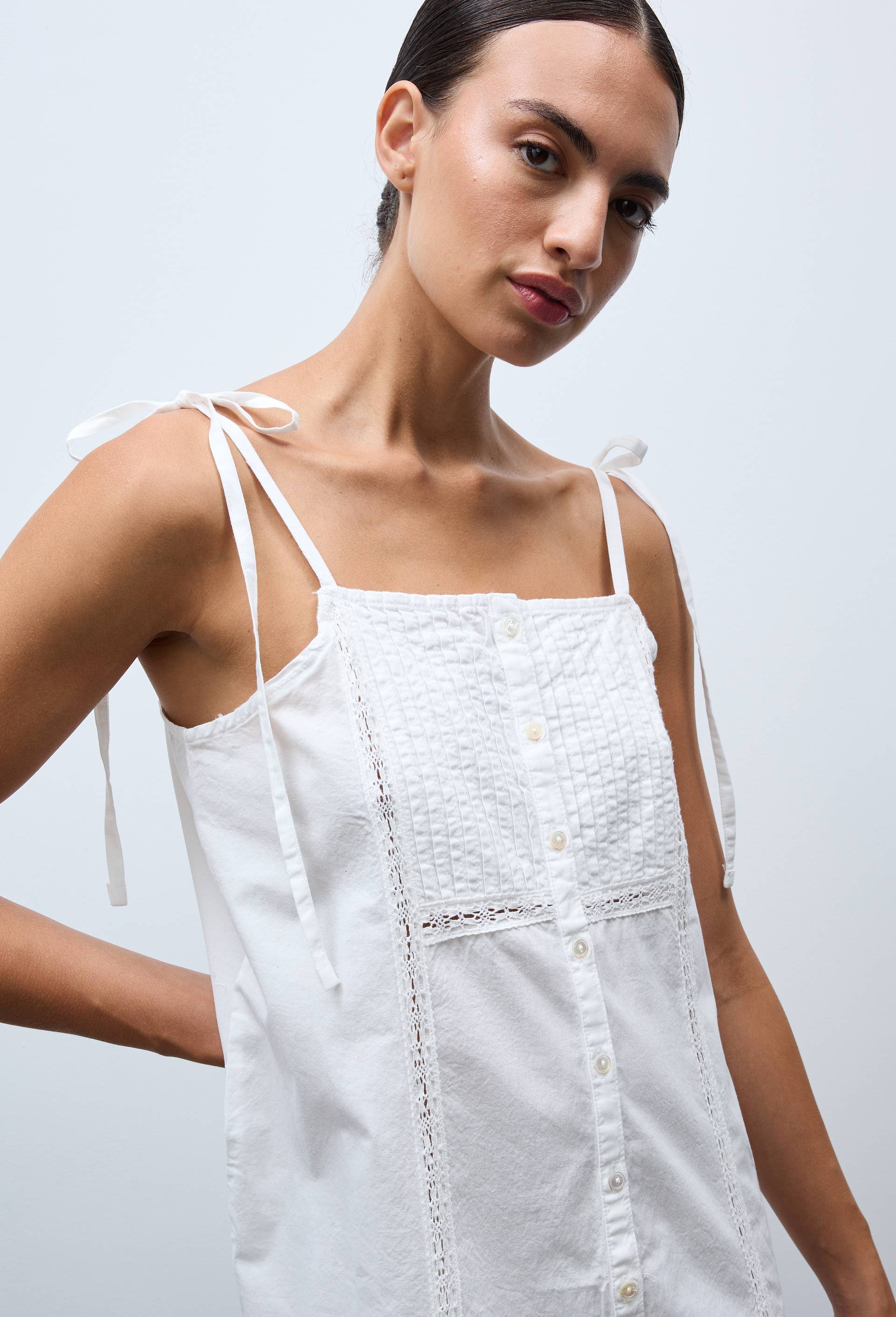 Chemise de nuit unie en coton, Blanc, large image number 1.0