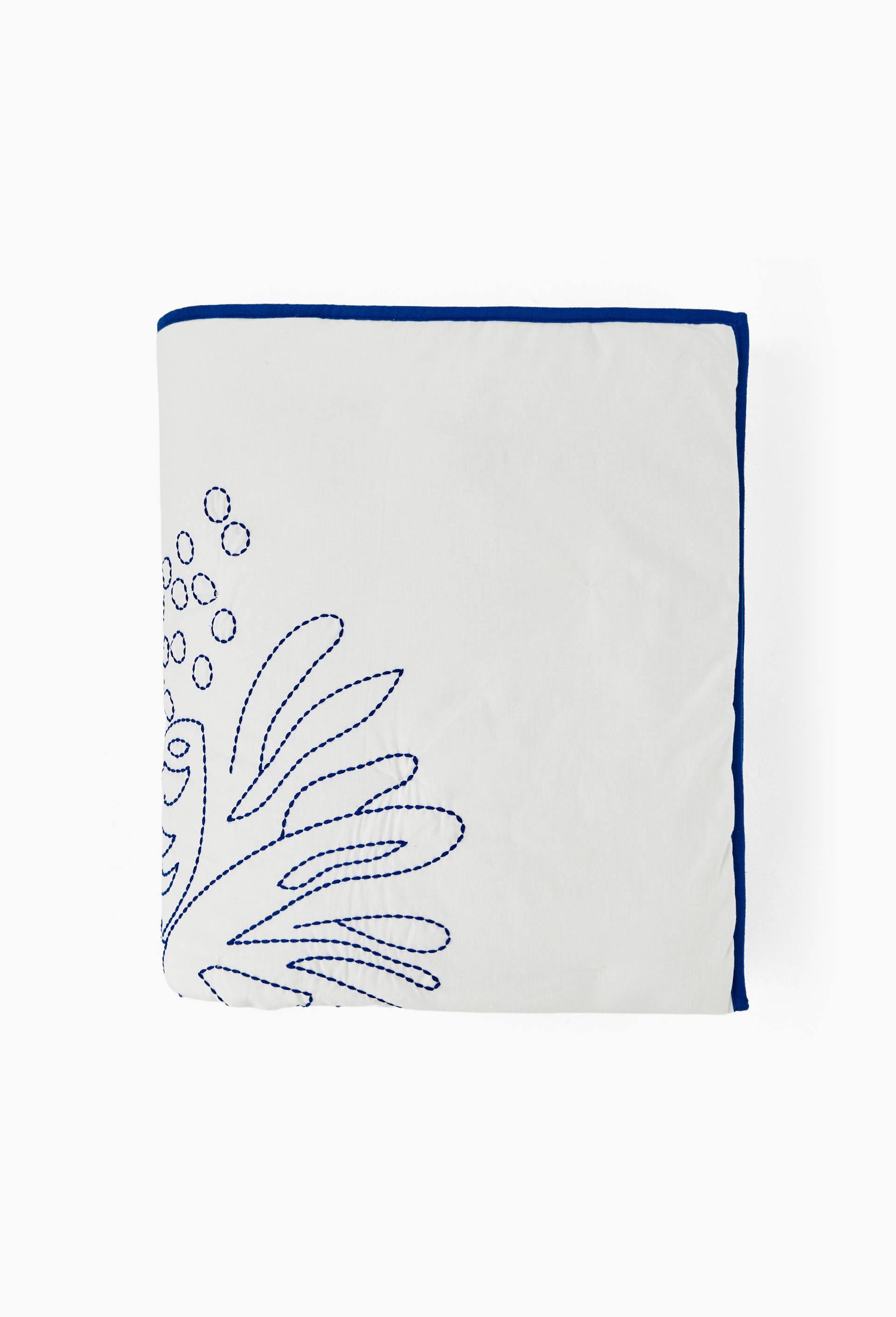 Boutis brod&eacute;, 140x160cm, en coton lin - BD GRAFT x MONOPRIX, Bleu, large image number 1.0