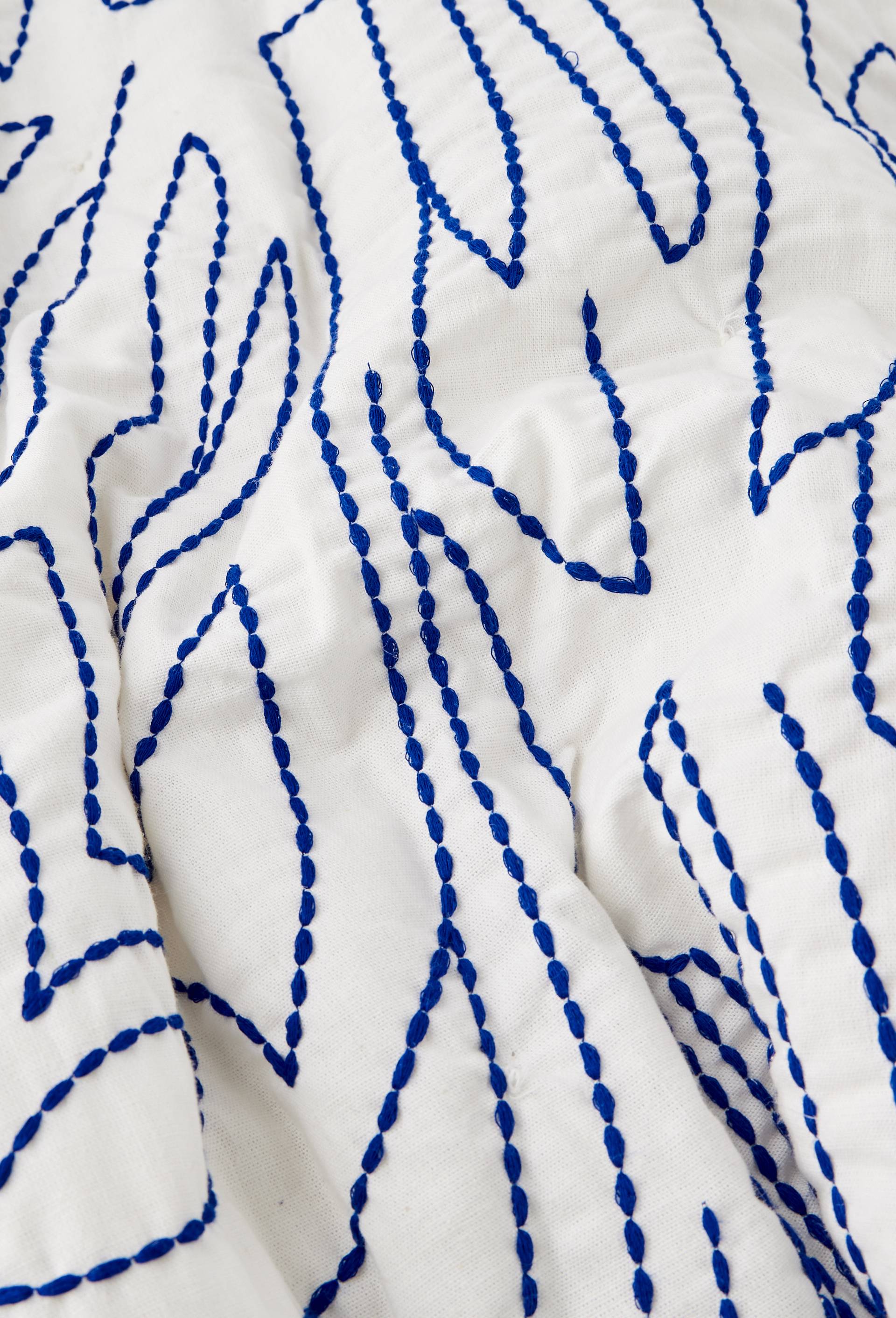 Boutis brod&eacute;, 140x160cm, en coton lin - BD GRAFT x MONOPRIX, Bleu, large image number 2