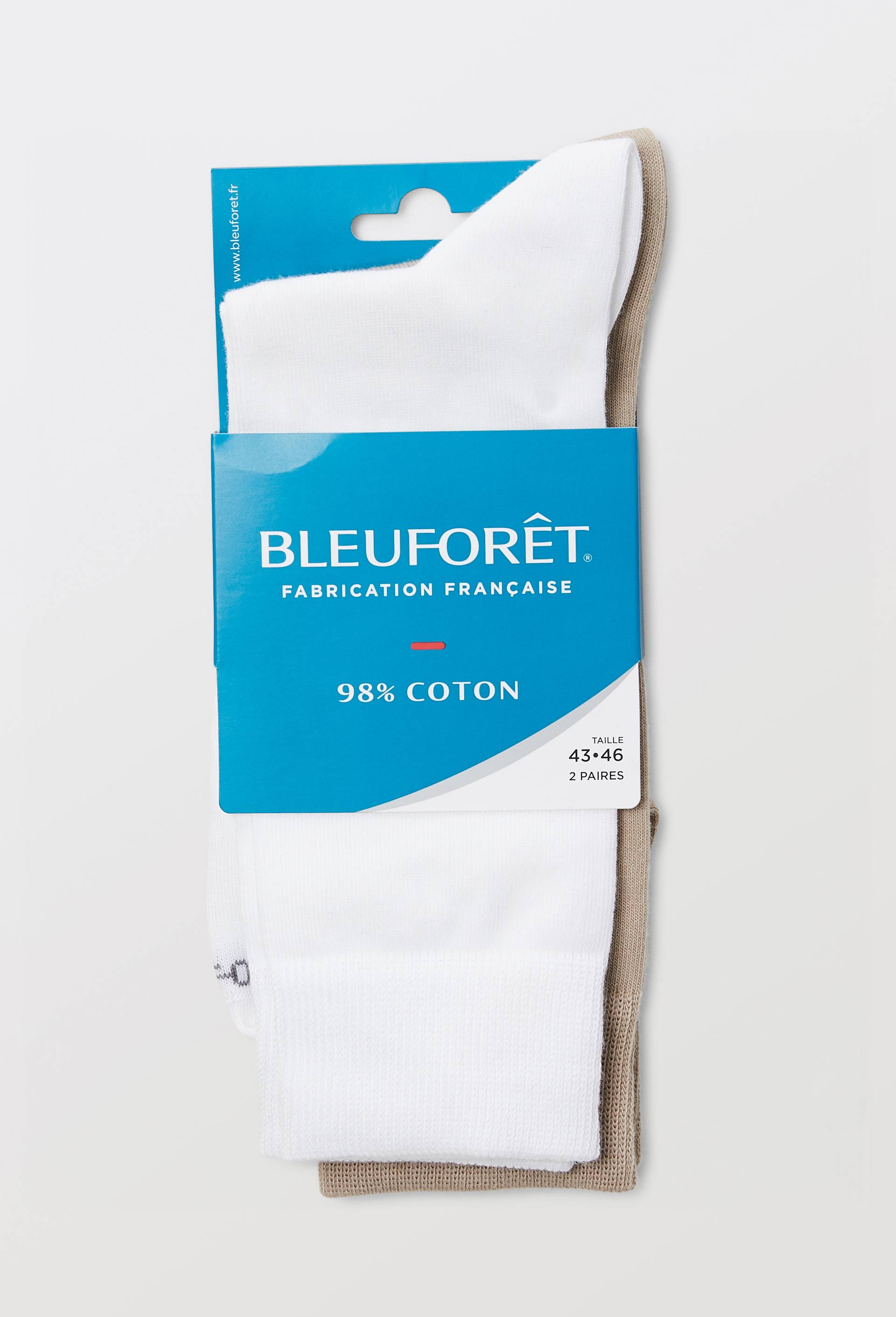 Lot de 2 paires de chaussettes en coton Bleufor&ecirc;t, Beige, large image number 0