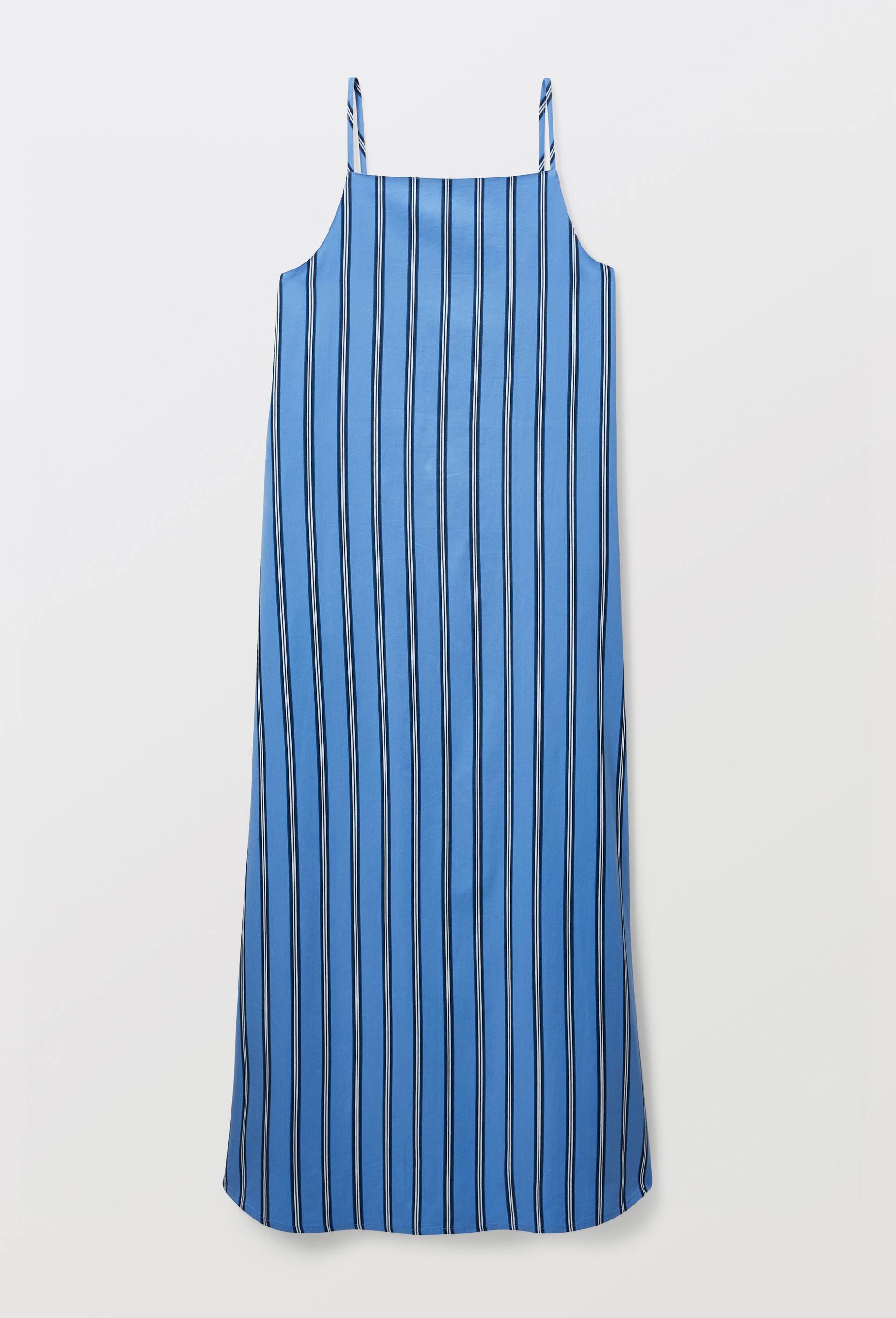 Robe longue fines bretelles ray&eacute;e en coton BIO GOTS, Bleu, large image number 3