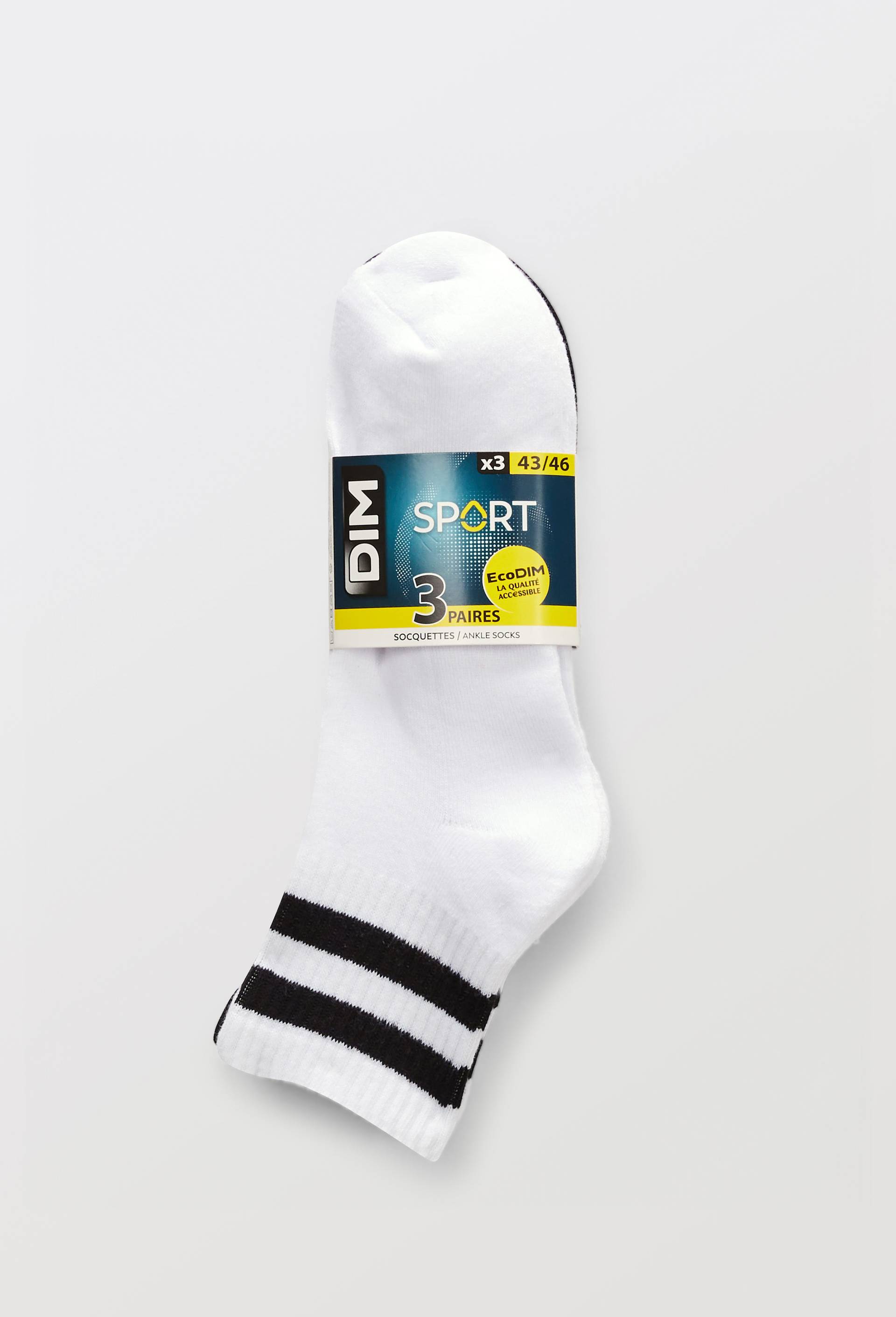 LOT DE 3 PAIRES DE SOCQUETTES SPORT ECODIM, Noir, large image number 2