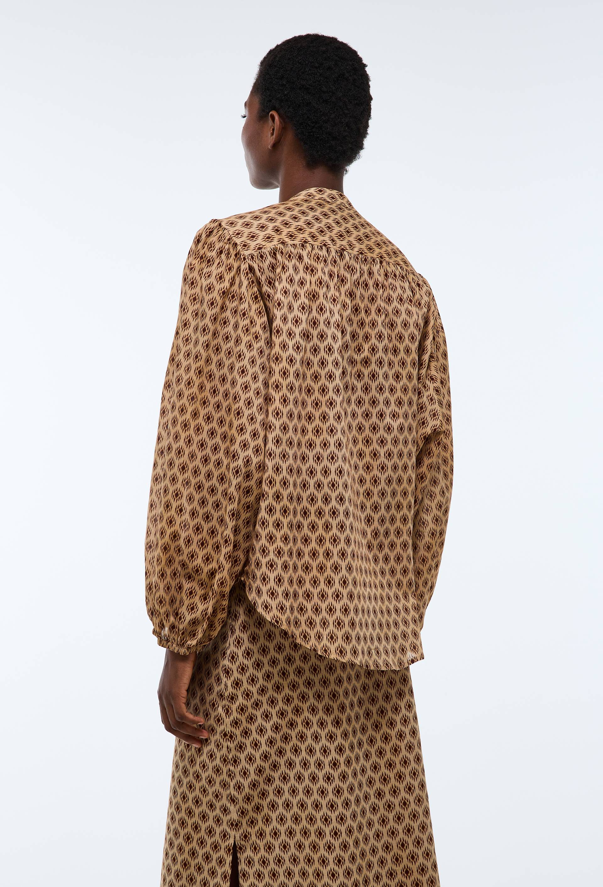Blouse ample manches trois quarts imprim&eacute;e, Brun fonc&eacute;, large image number 3