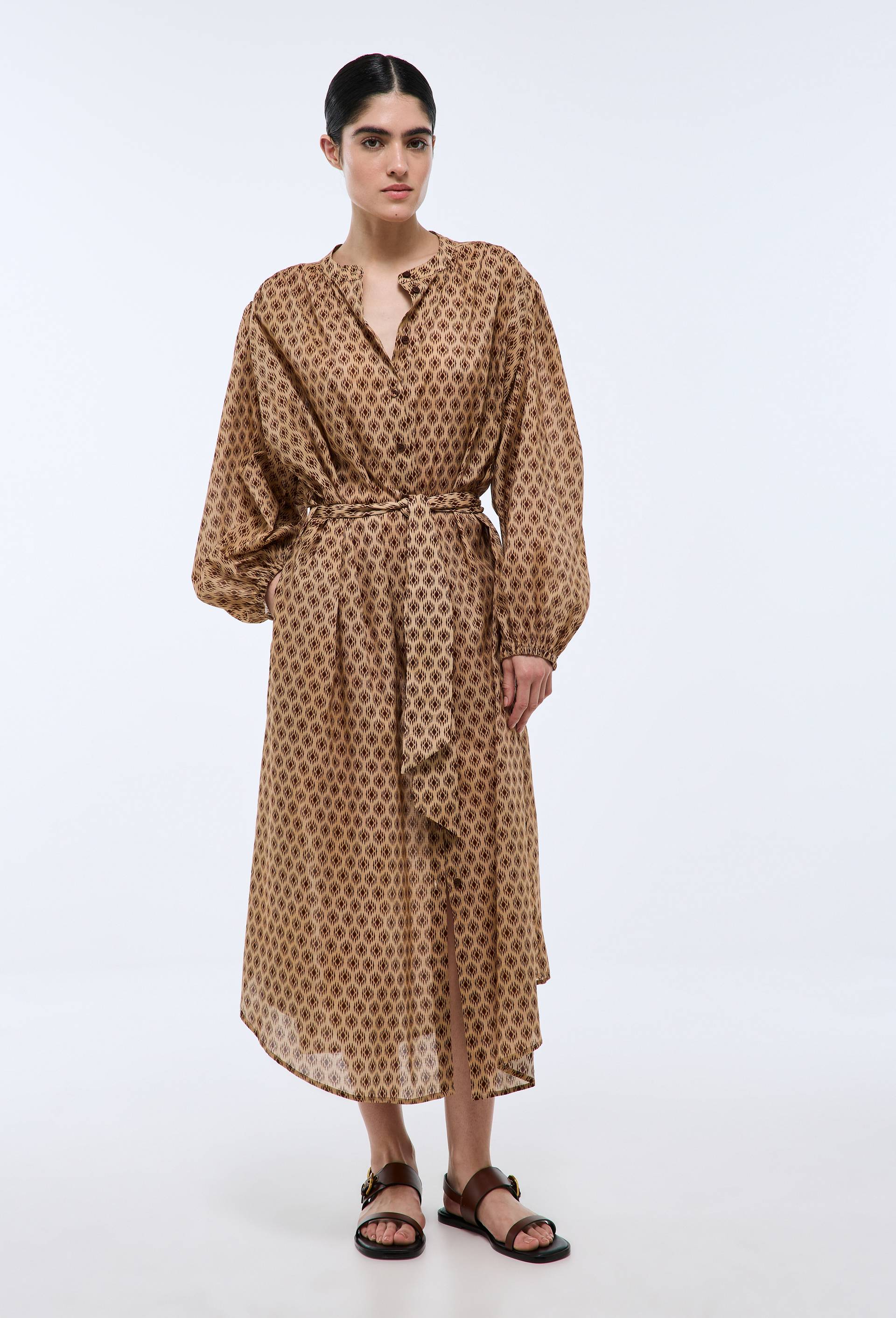Robe midi ample imprim&eacute;e, Brun fonc&eacute;, large image number 3.0