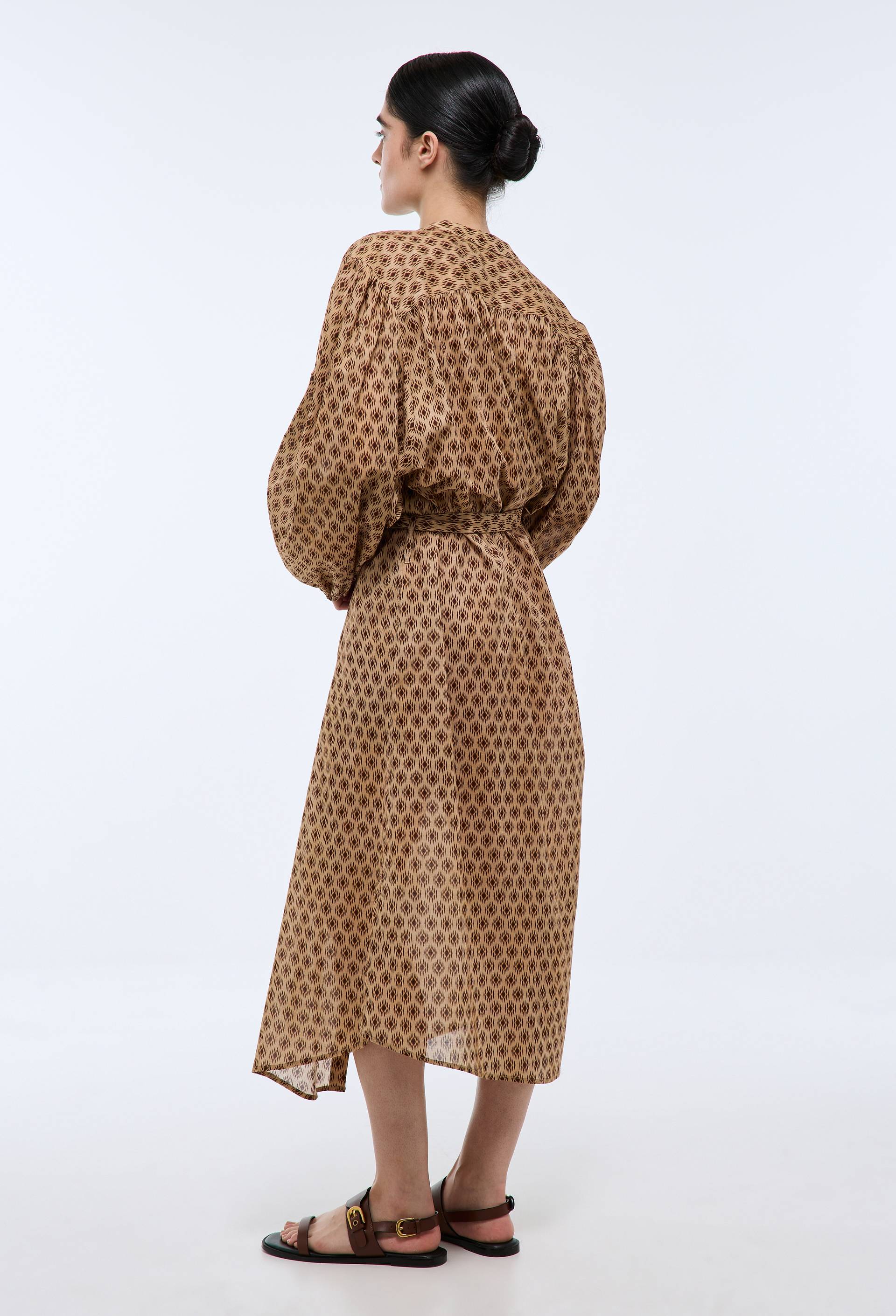 Robe midi ample imprim&eacute;e, Brun fonc&eacute;, large image number 4