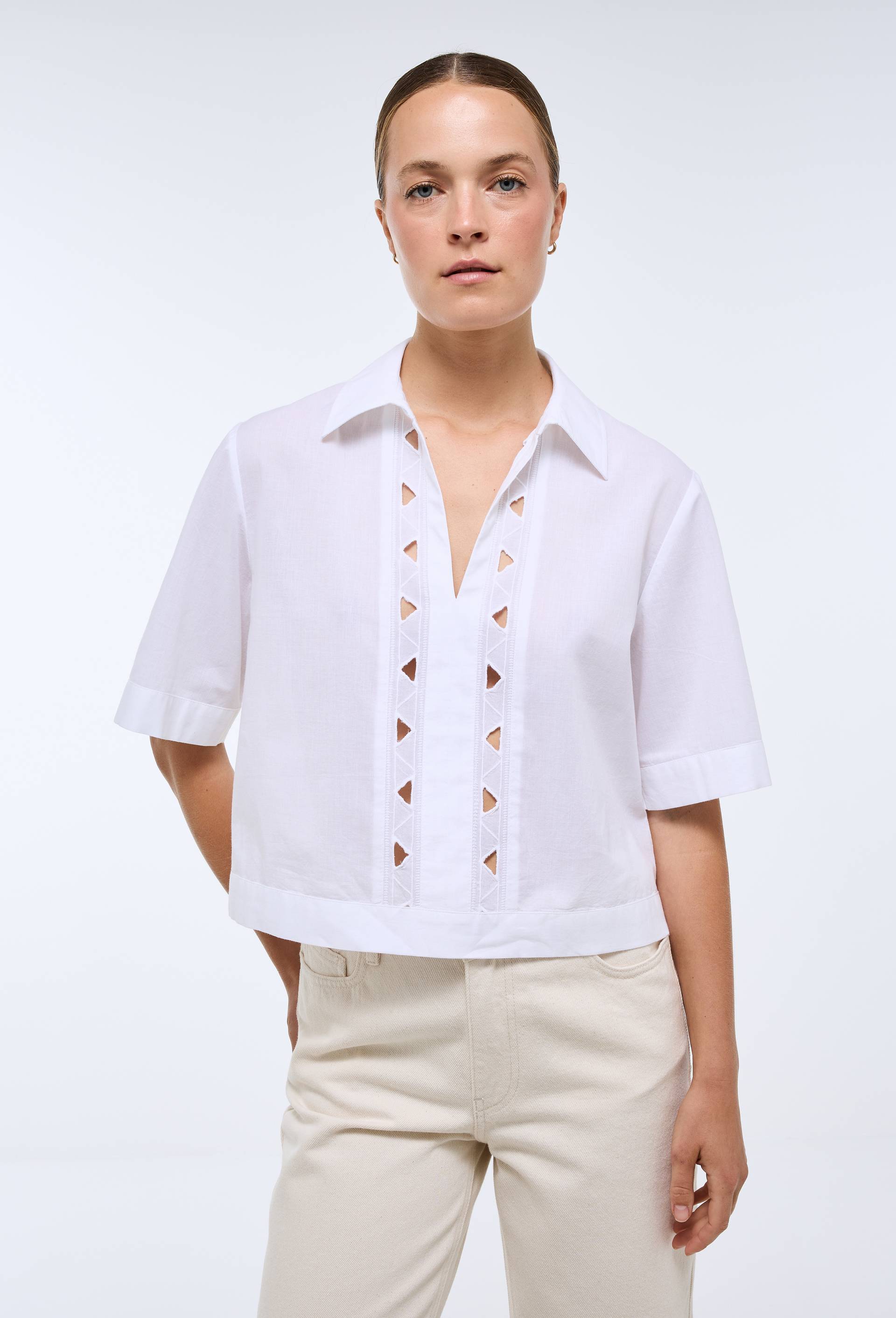 Chemise manches courtes en coton BIO GOTS, Blanc, large image number 0