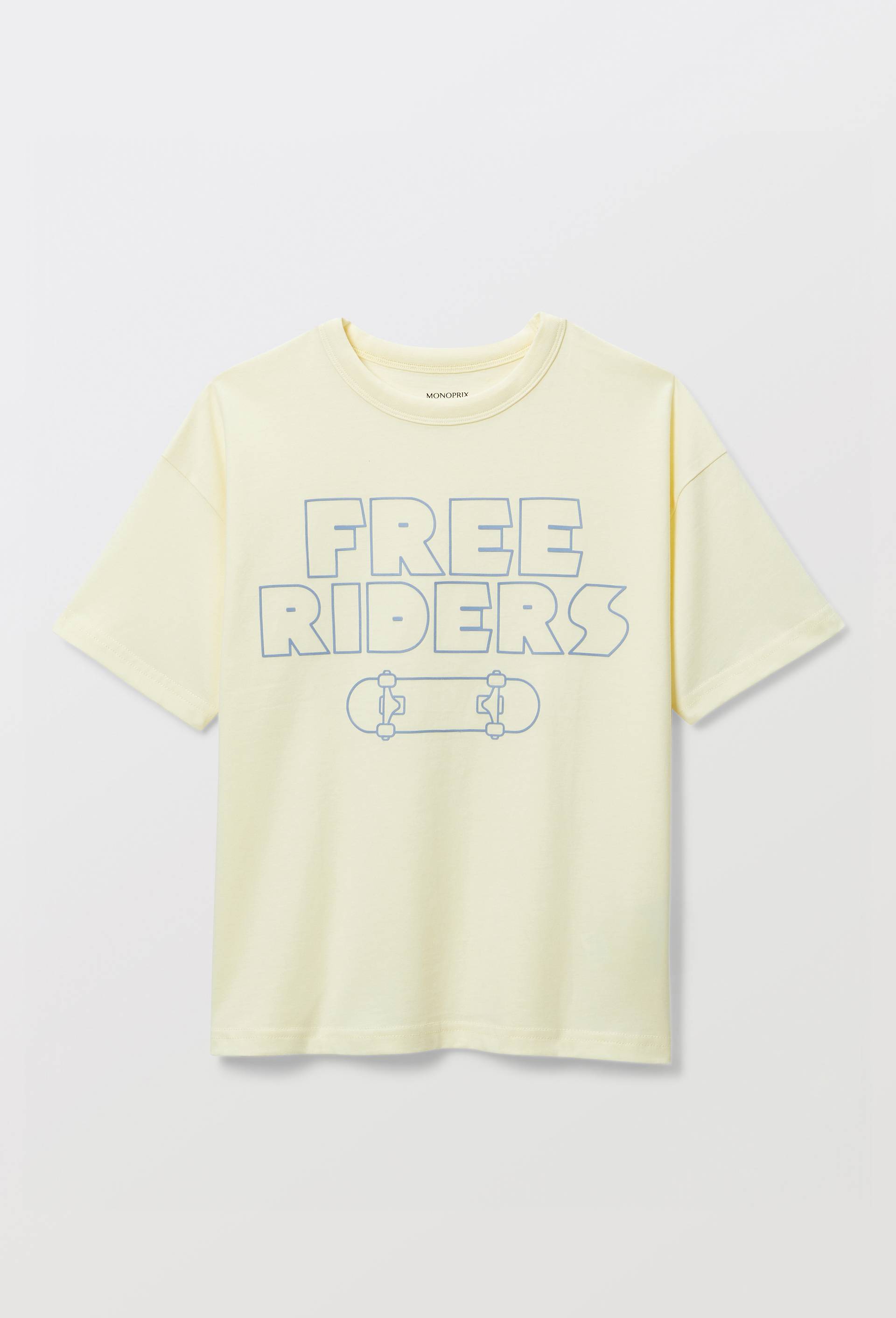 T-shirt manches courtes &agrave; inscription en coton BIO GOTS, Jaune clair, large image number 1.0