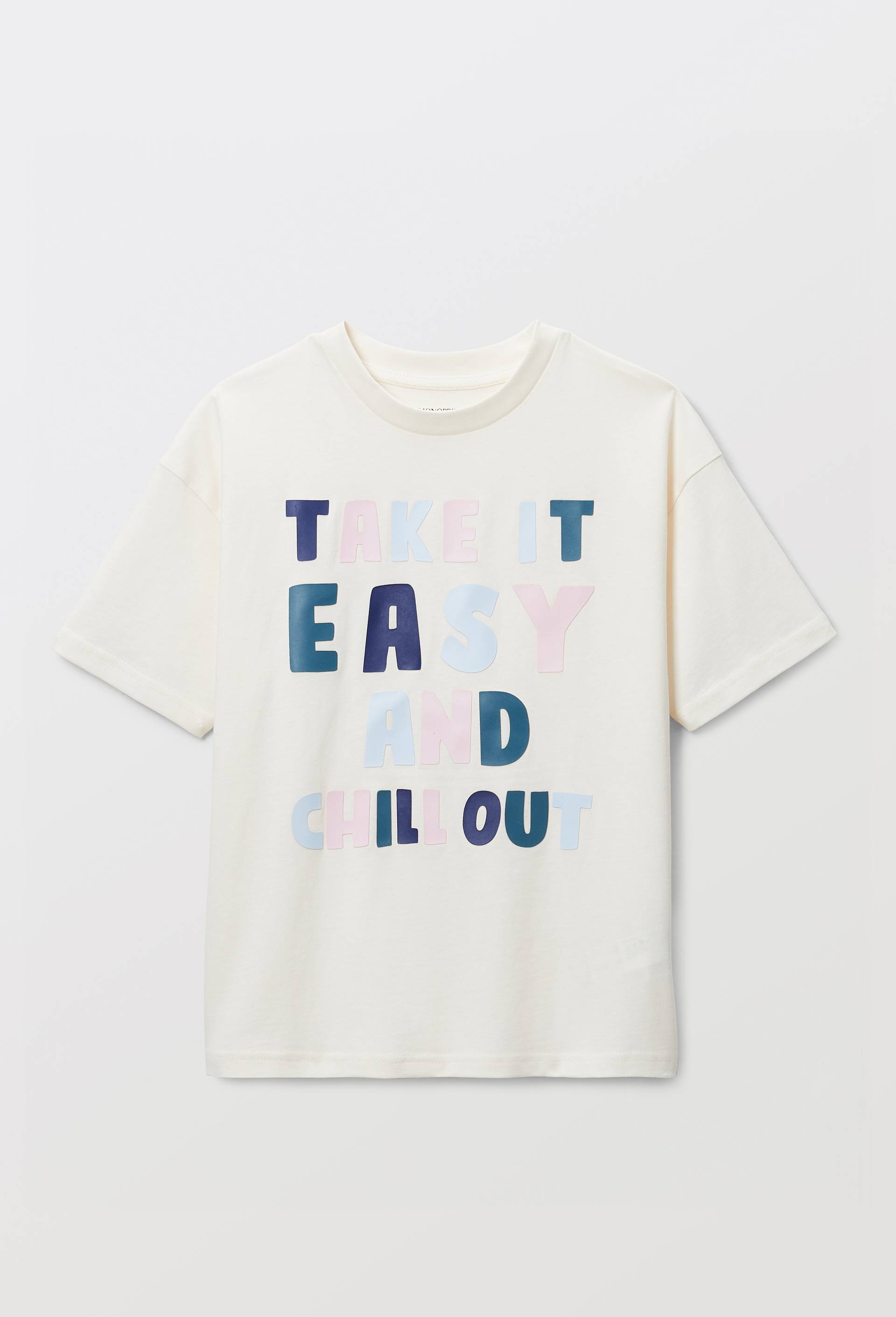 T-shirt manches courtes &agrave; inscription en coton BIO GOTS, Beige clair, large image number 1.0