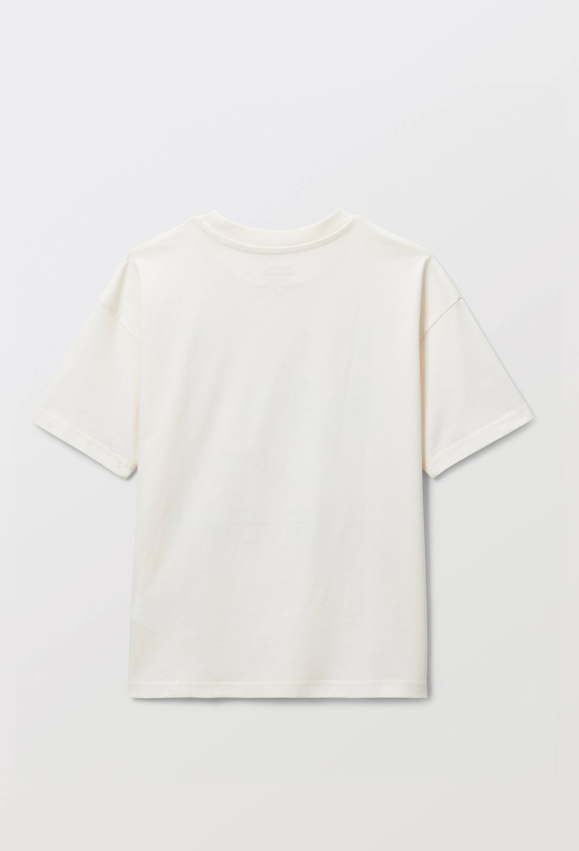 T-shirt manches courtes &agrave; inscription en coton BIO GOTS, Beige clair, large image number 2