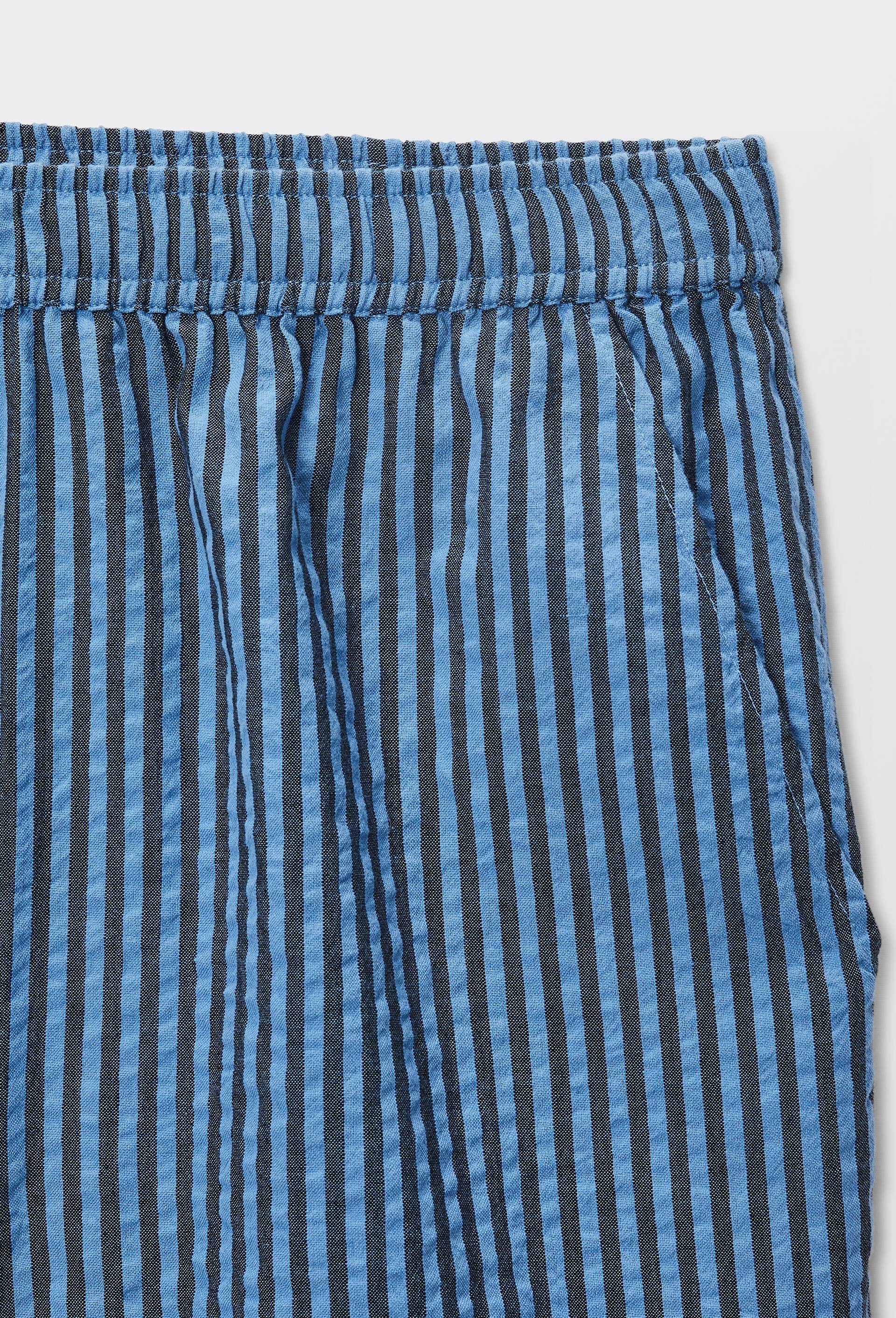 Short ray&eacute; &eacute;lastiqu&eacute; en coton, Bleu, large image number 3.0