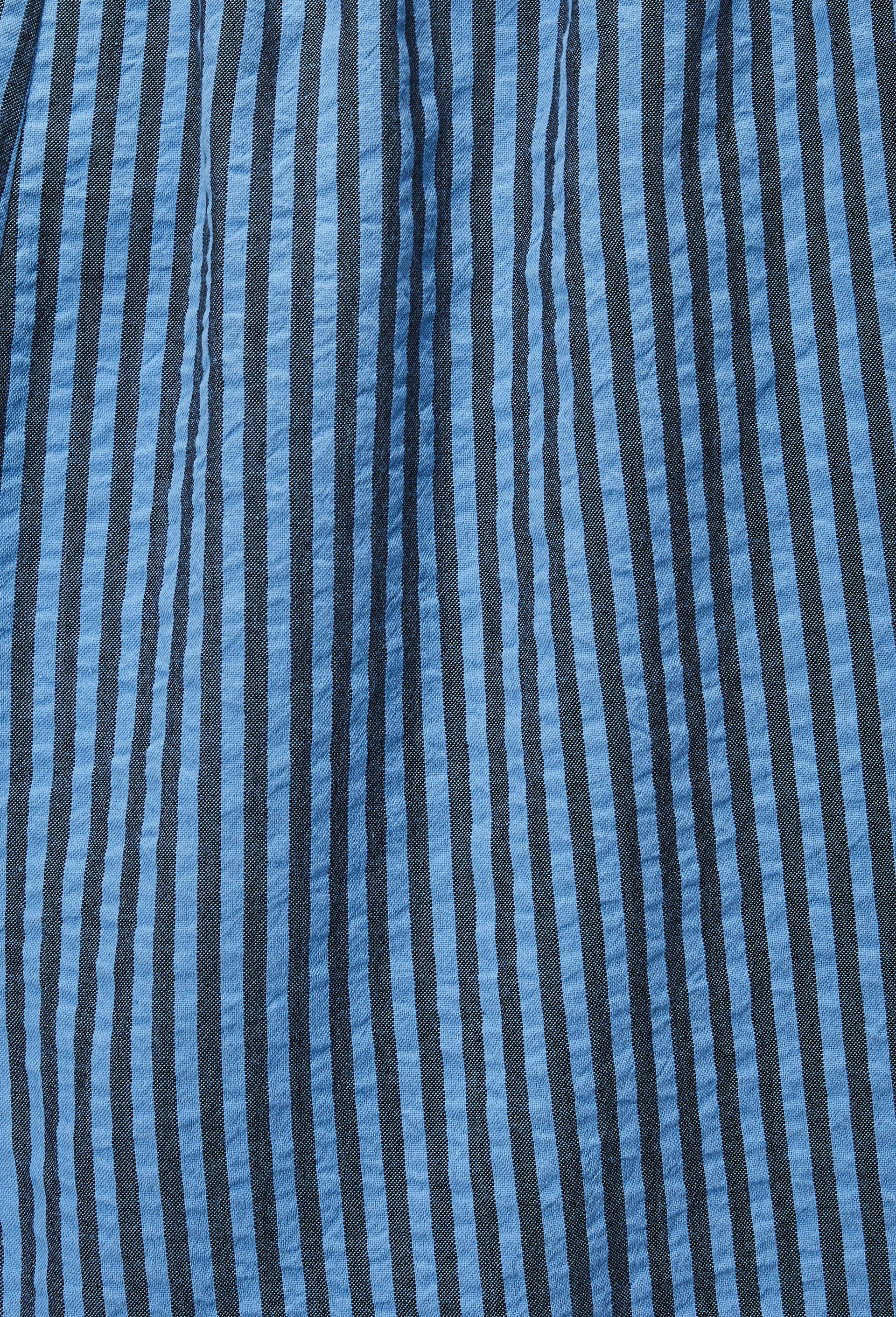 Short ray&eacute; &eacute;lastiqu&eacute; en coton, Bleu, large image number 5.0