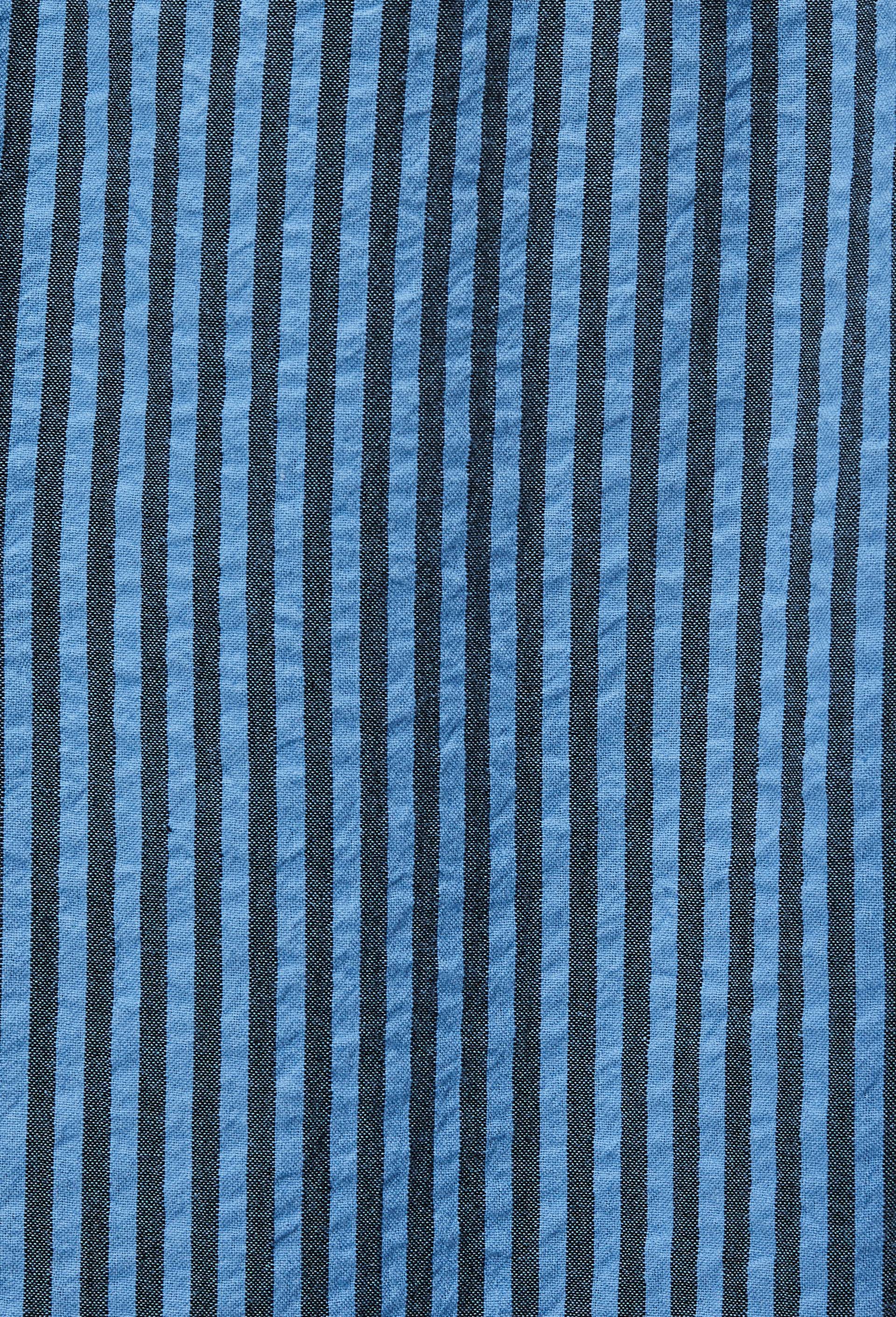 Pantalon large ray&eacute; taille semi-elastiqu&eacute;e, Bleu, large image number 5