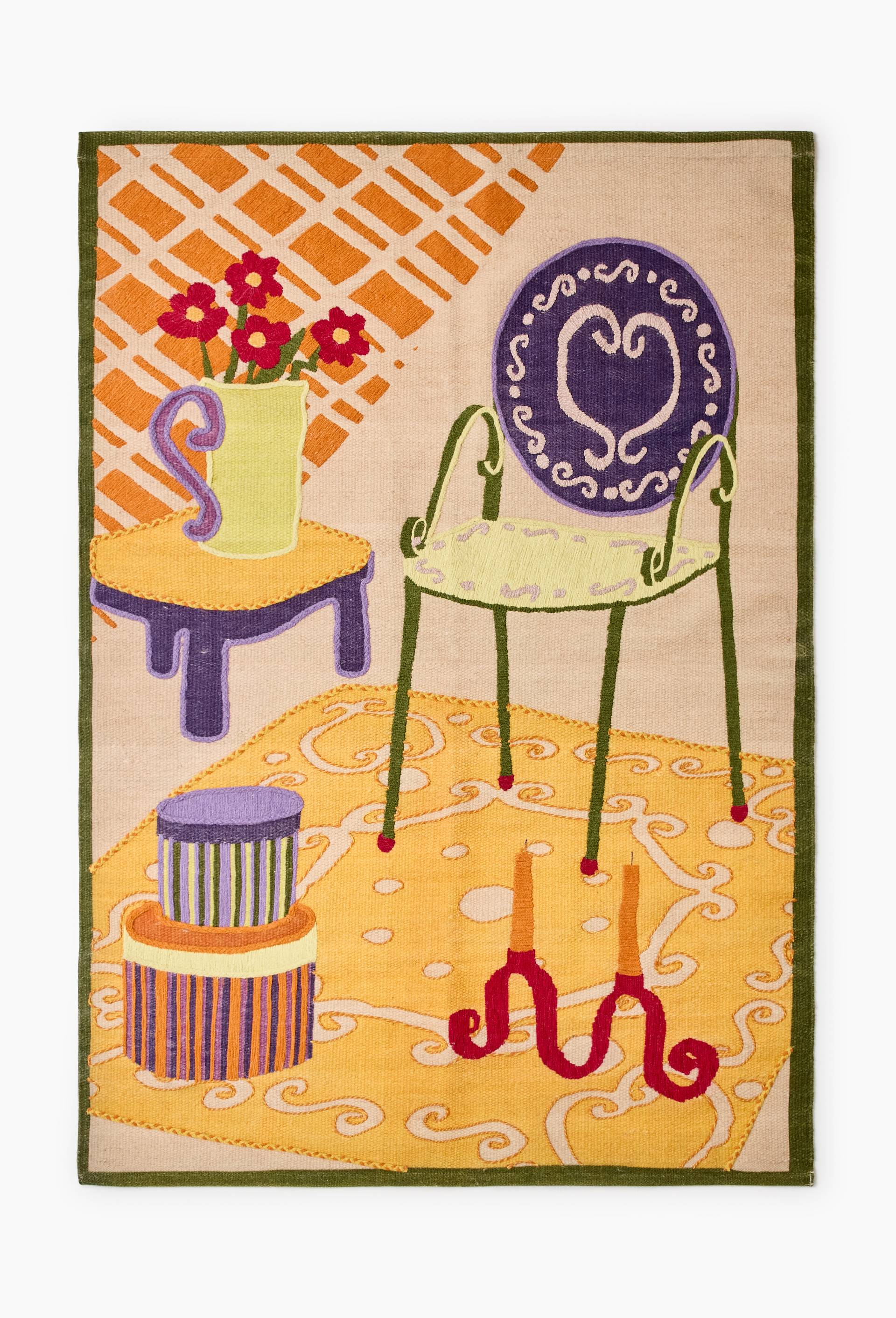 Toile murale brod&eacute;e, 140x200cm, en laine - LES CRAFTIES x MONOPRIX, Multicolore, large image number 0