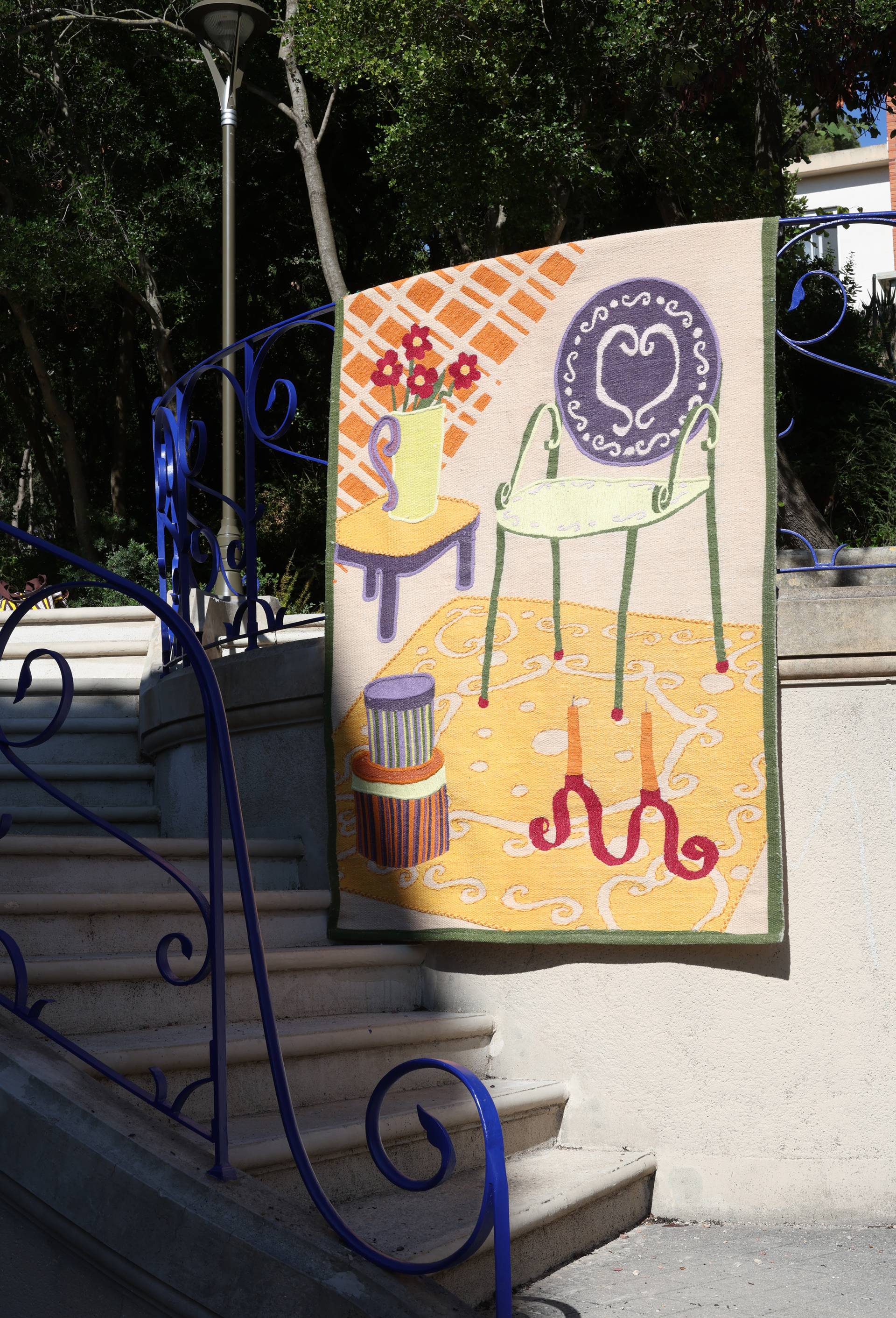 Toile murale brod&eacute;e, 140x200cm, en laine - LES CRAFTIES x MONOPRIX, Multicolore, large image number 1