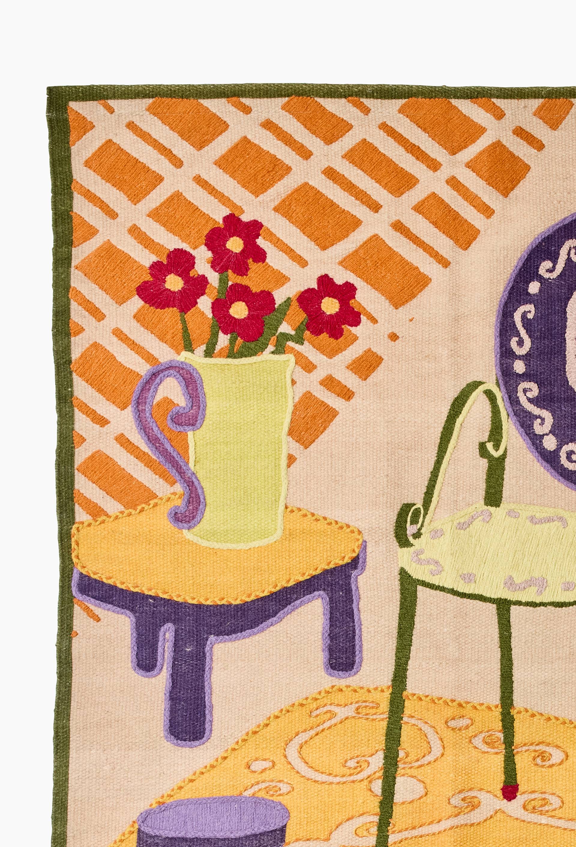 Toile murale brod&eacute;e, 140x200cm, en laine - LES CRAFTIES x MONOPRIX, Multicolore, large image number 2.0