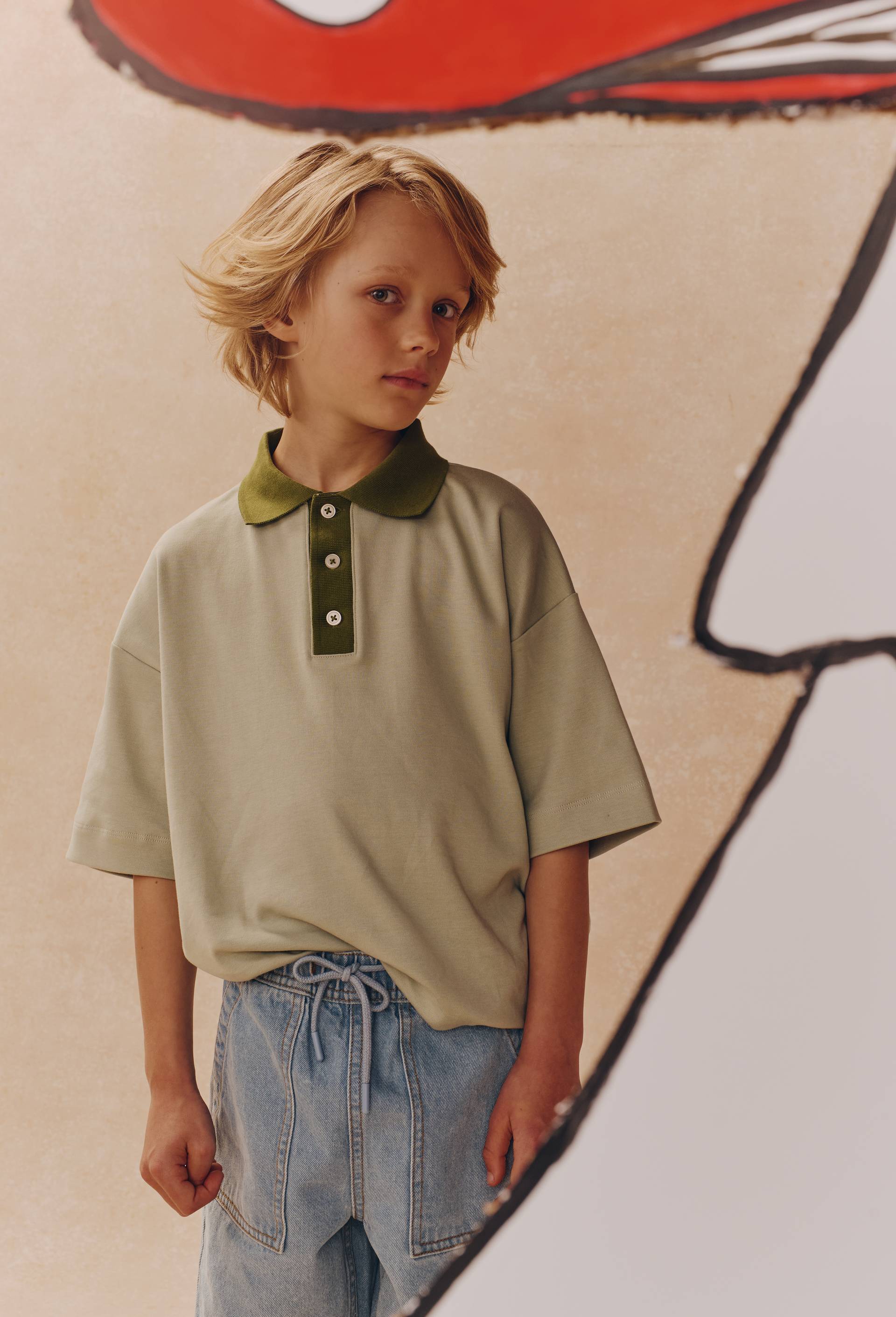 Polo manches courtes uni en coton BIO GOTS, Vert clair, large image number 0
