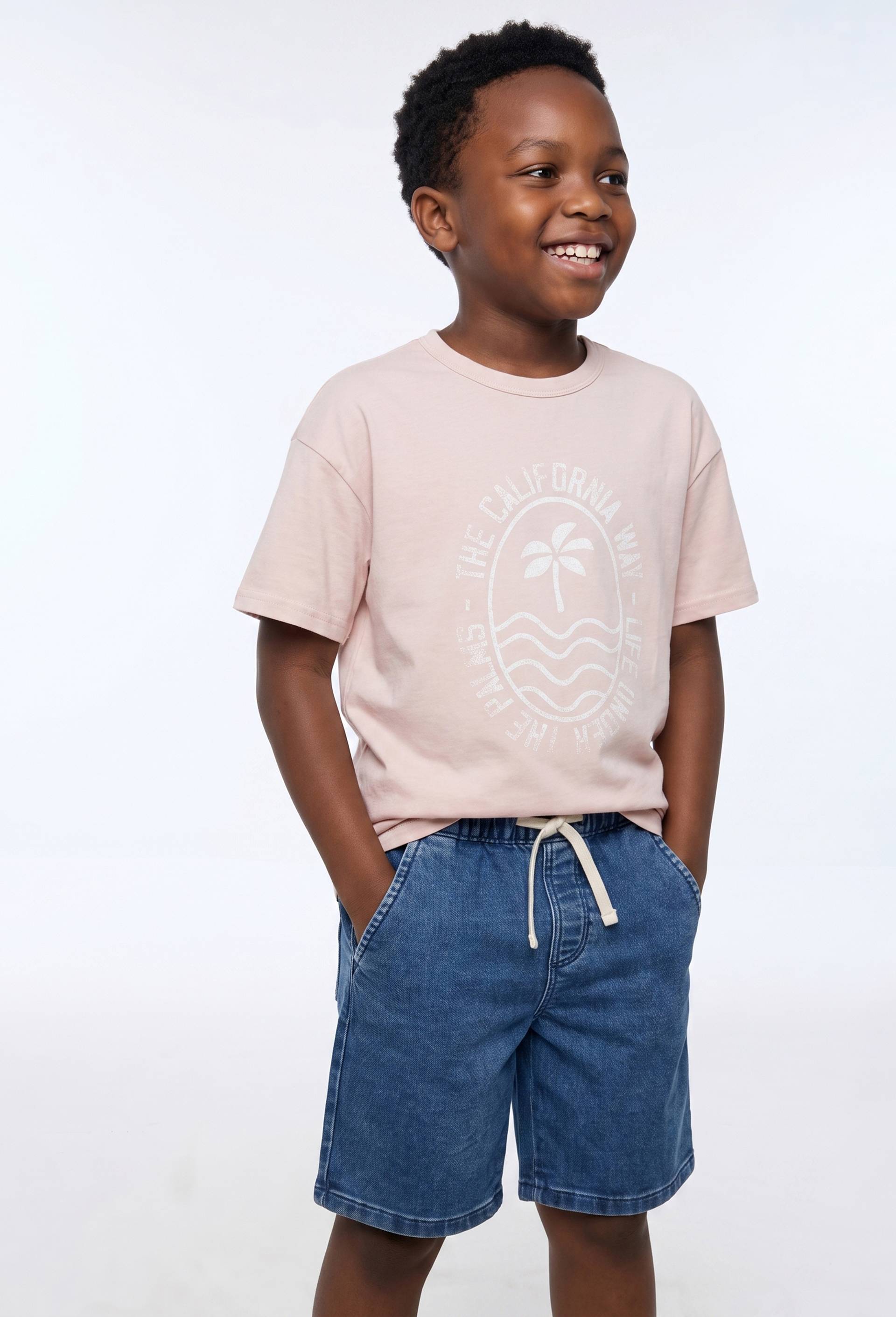 T-shirt manches courtes &agrave; inscription en coton BIO GOTS, Rose clair, large image number 0
