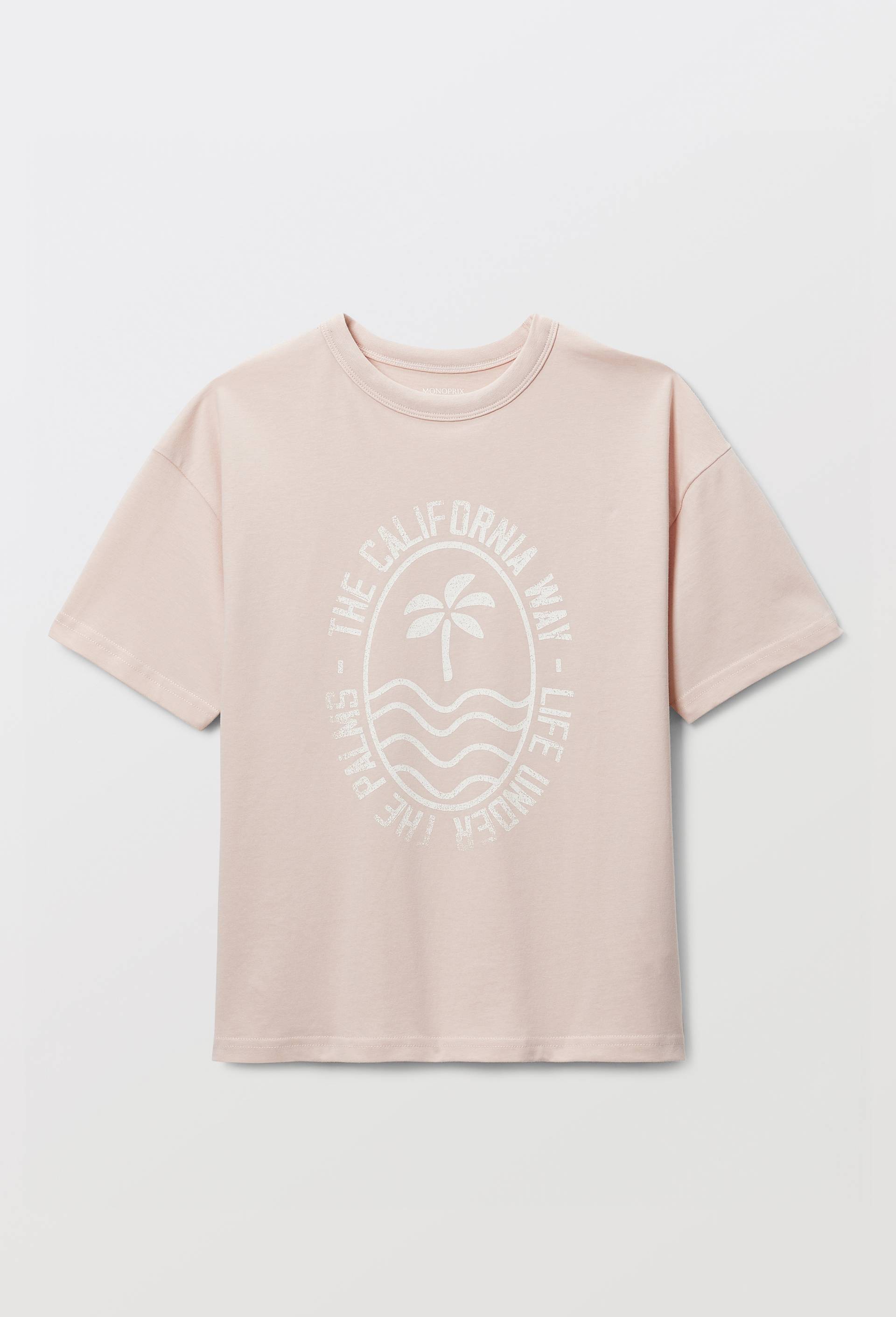 T-shirt manches courtes &agrave; inscription en coton BIO GOTS, Rose clair, large image number 1