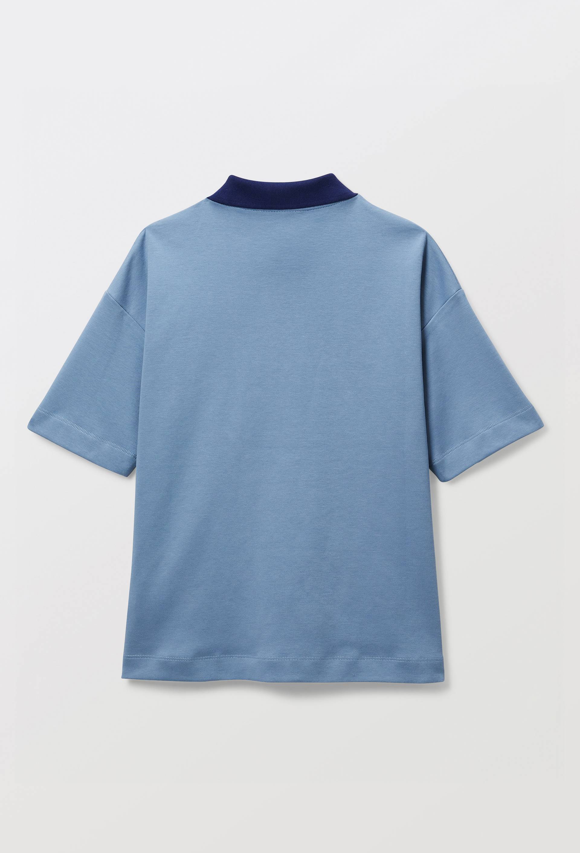 Polo manches courtes uni en coton BIO GOTS, Bleu, large image number 2.0