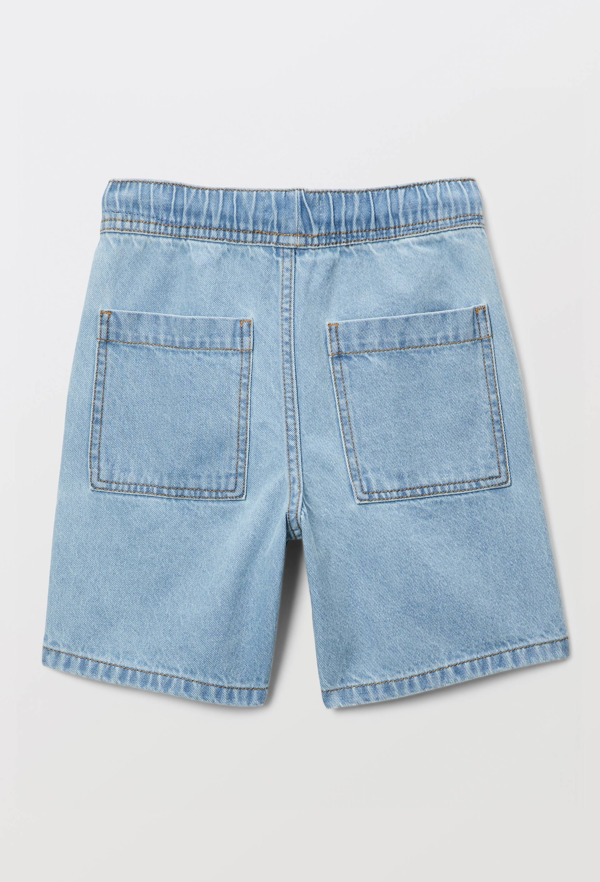 Short &eacute;lastiqu&eacute; denim en coton, Bleu, large image number 2.0