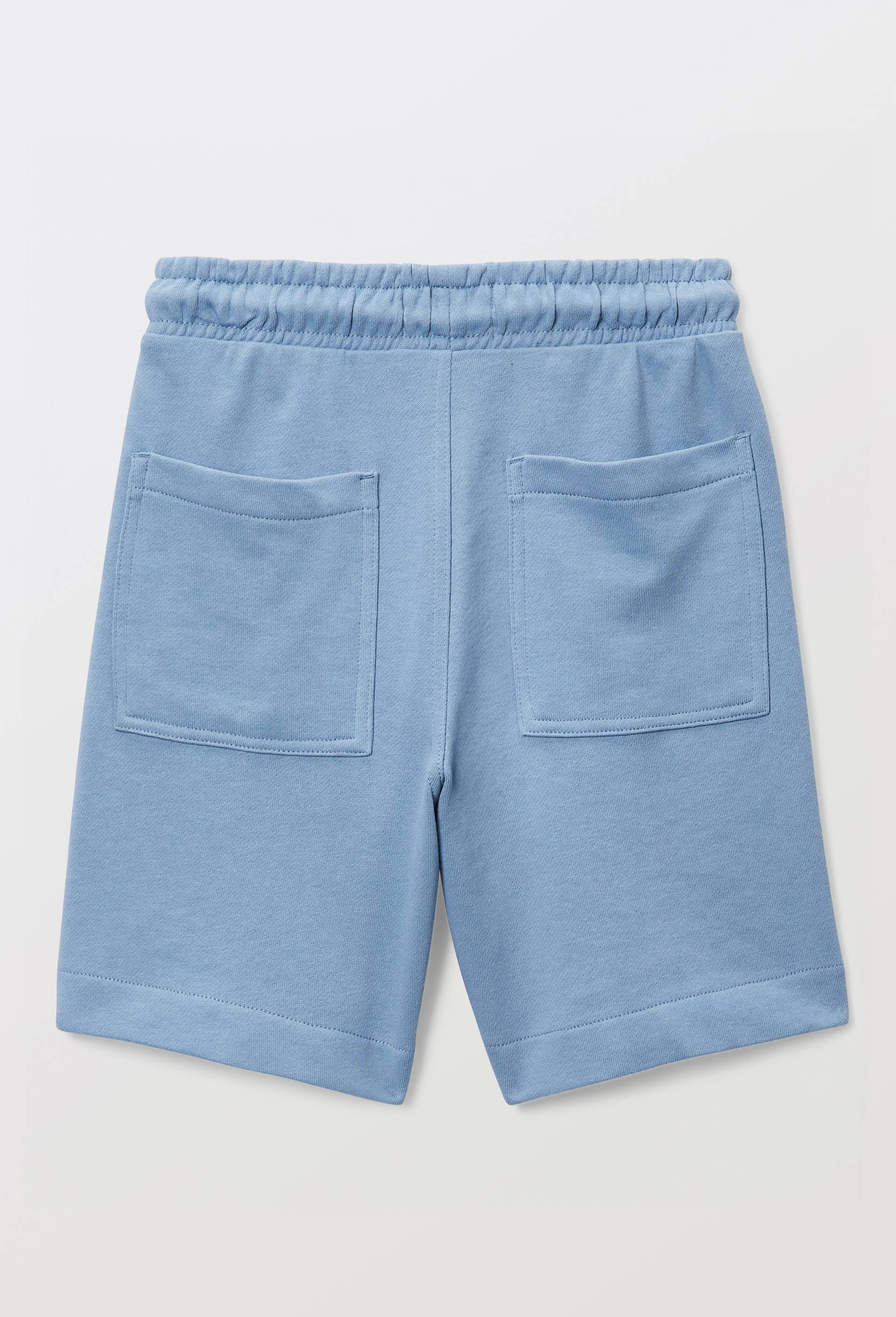 Short &eacute;lastiqu&eacute; molleton uni en coton BIO GOTS, Bleu, large image number 2