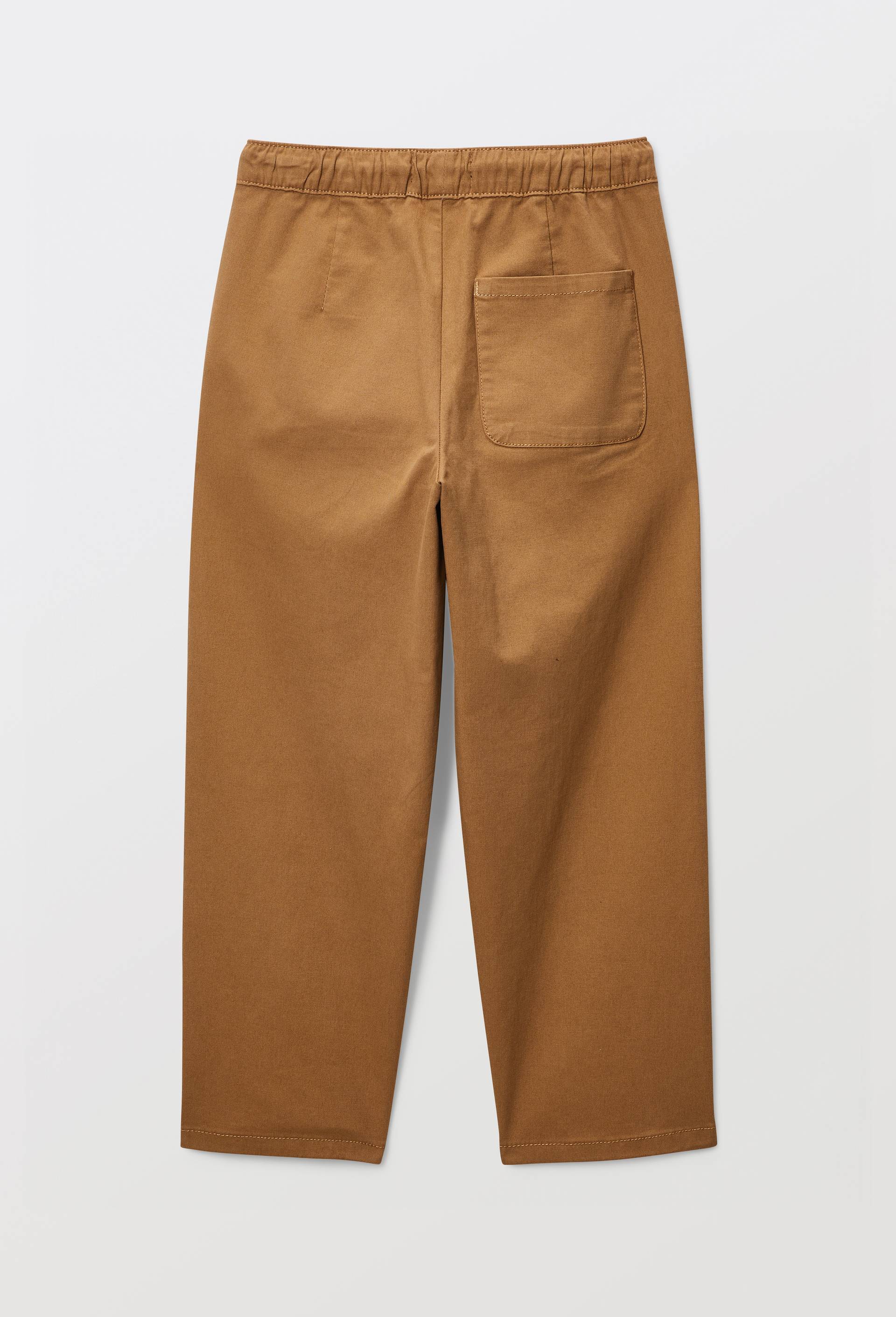 Pantalon droit &eacute;lastiqu&eacute; uni en coton BIO GOTS, Beige, large image number 2.0
