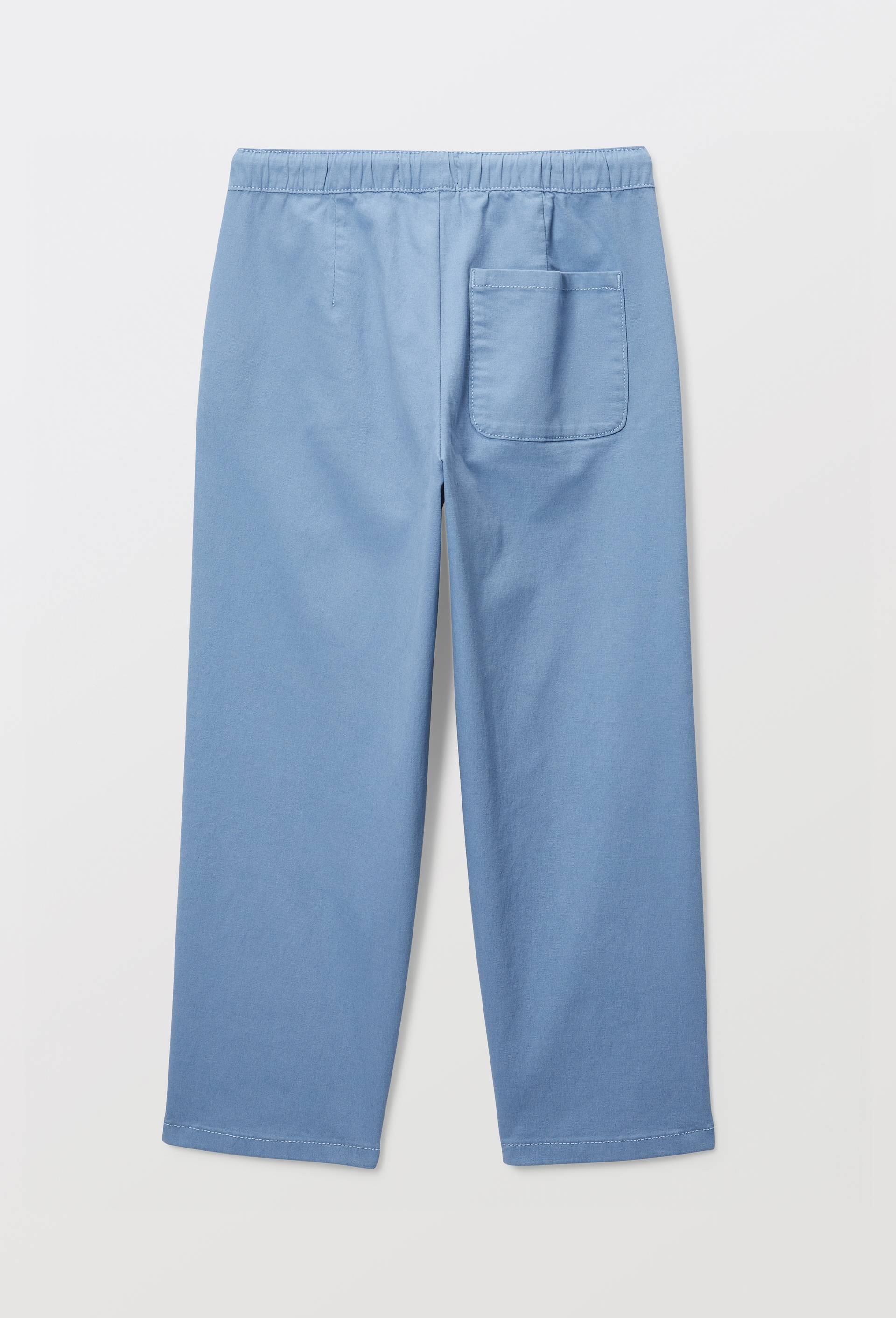 Pantalon droit &eacute;lastiqu&eacute; uni en coton BIO GOTS, Bleu, large image number 3