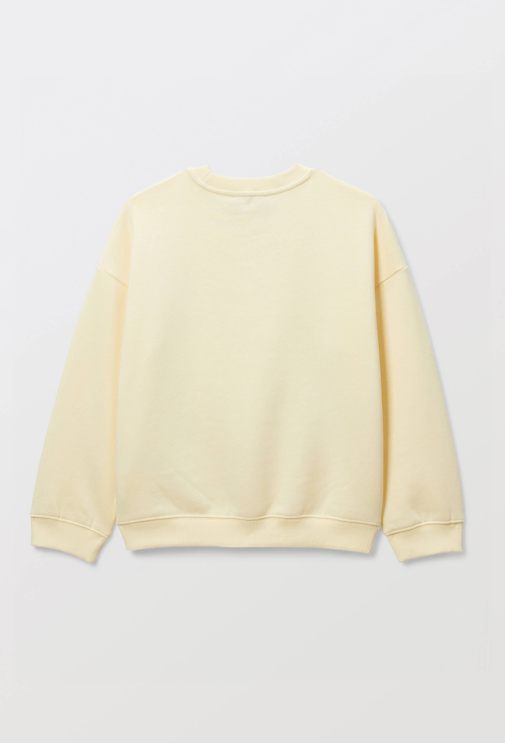 Sweat col rond &agrave; inscription en coton BIO GOTS, Jaune clair, large image number 3.0