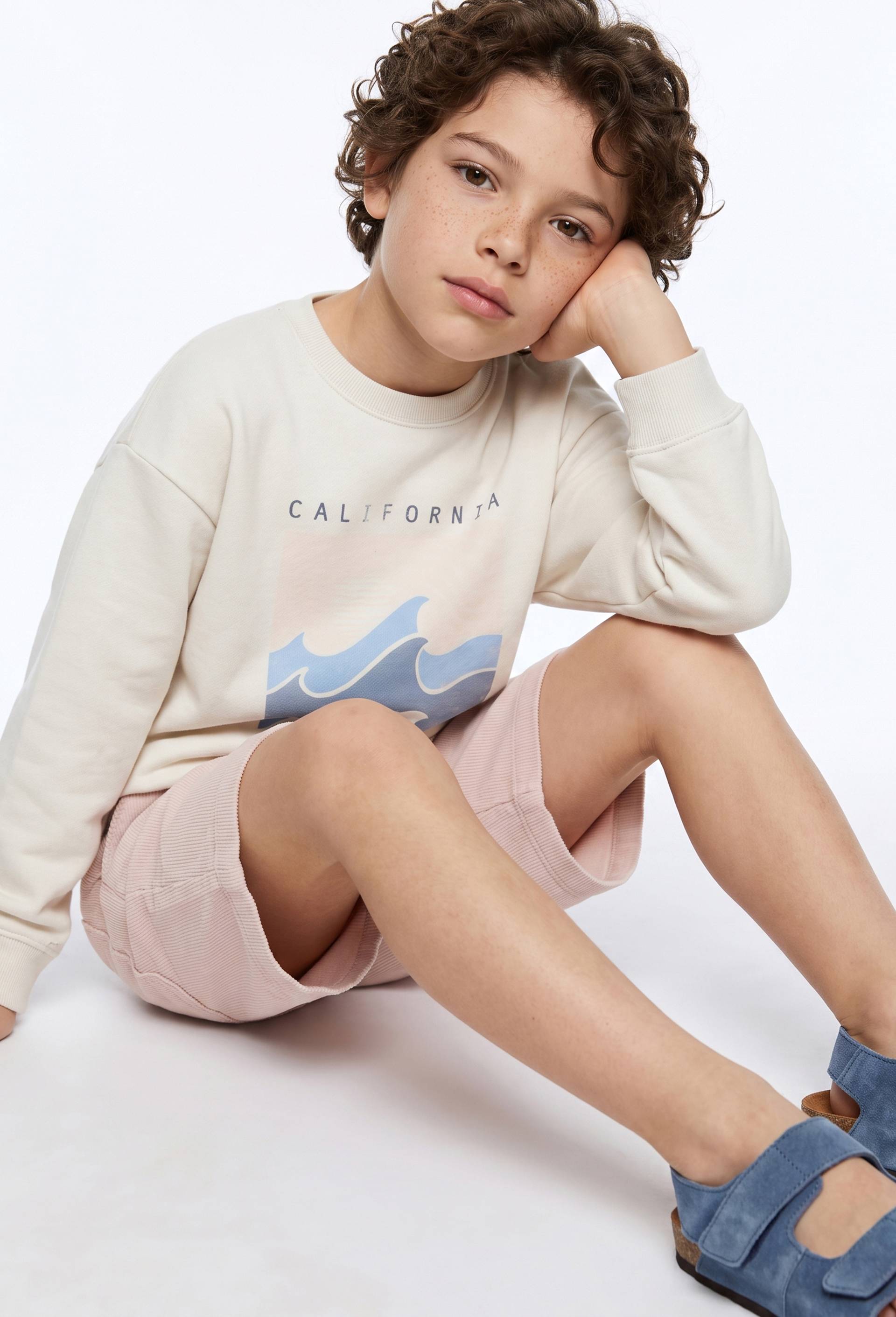 Sweat col rond &agrave; inscription en coton BIO GOTS, Beige clair, large image number 0.0