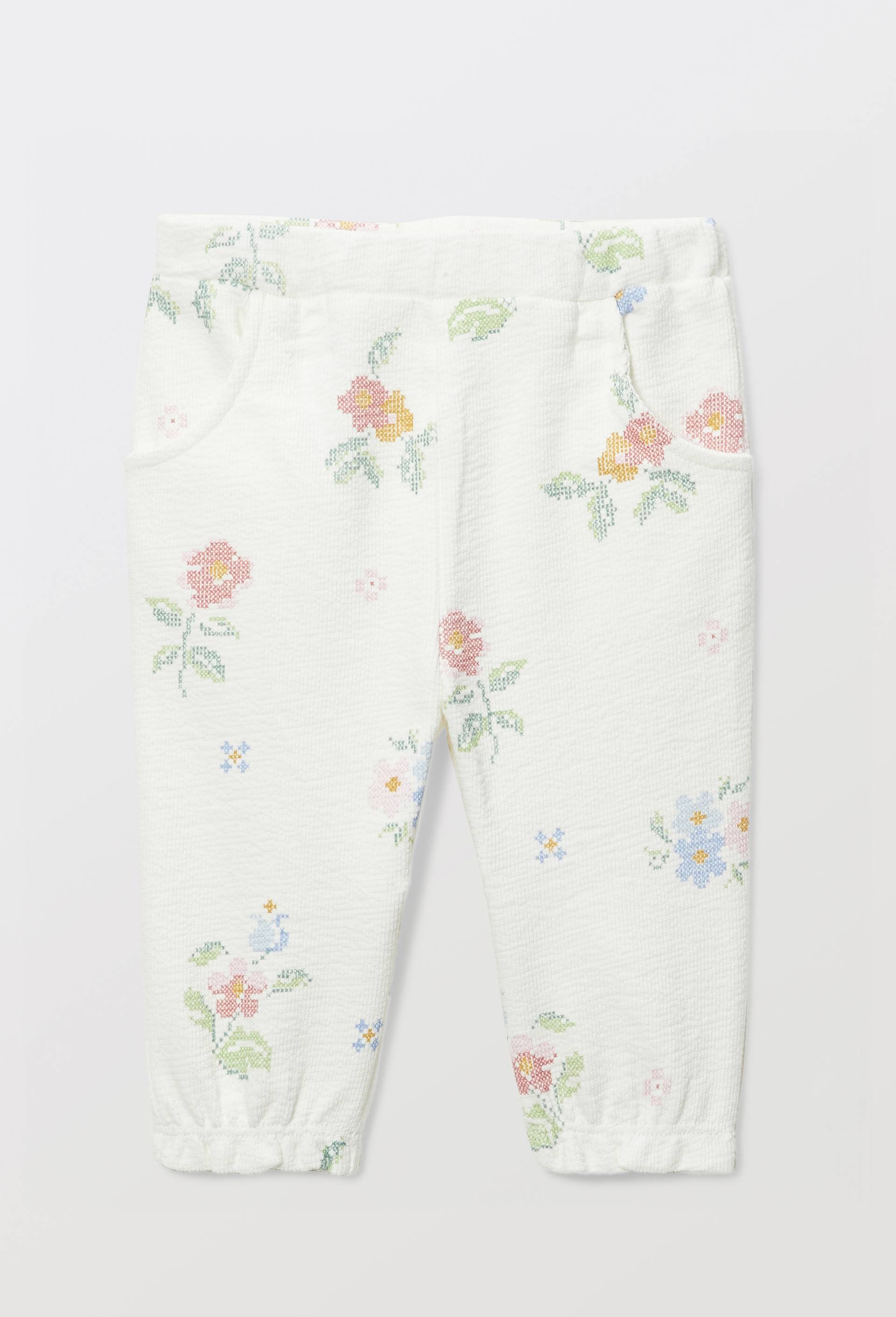 Pantalon imprim&eacute; en coton BIO GOTS, Ecru, large image number 2