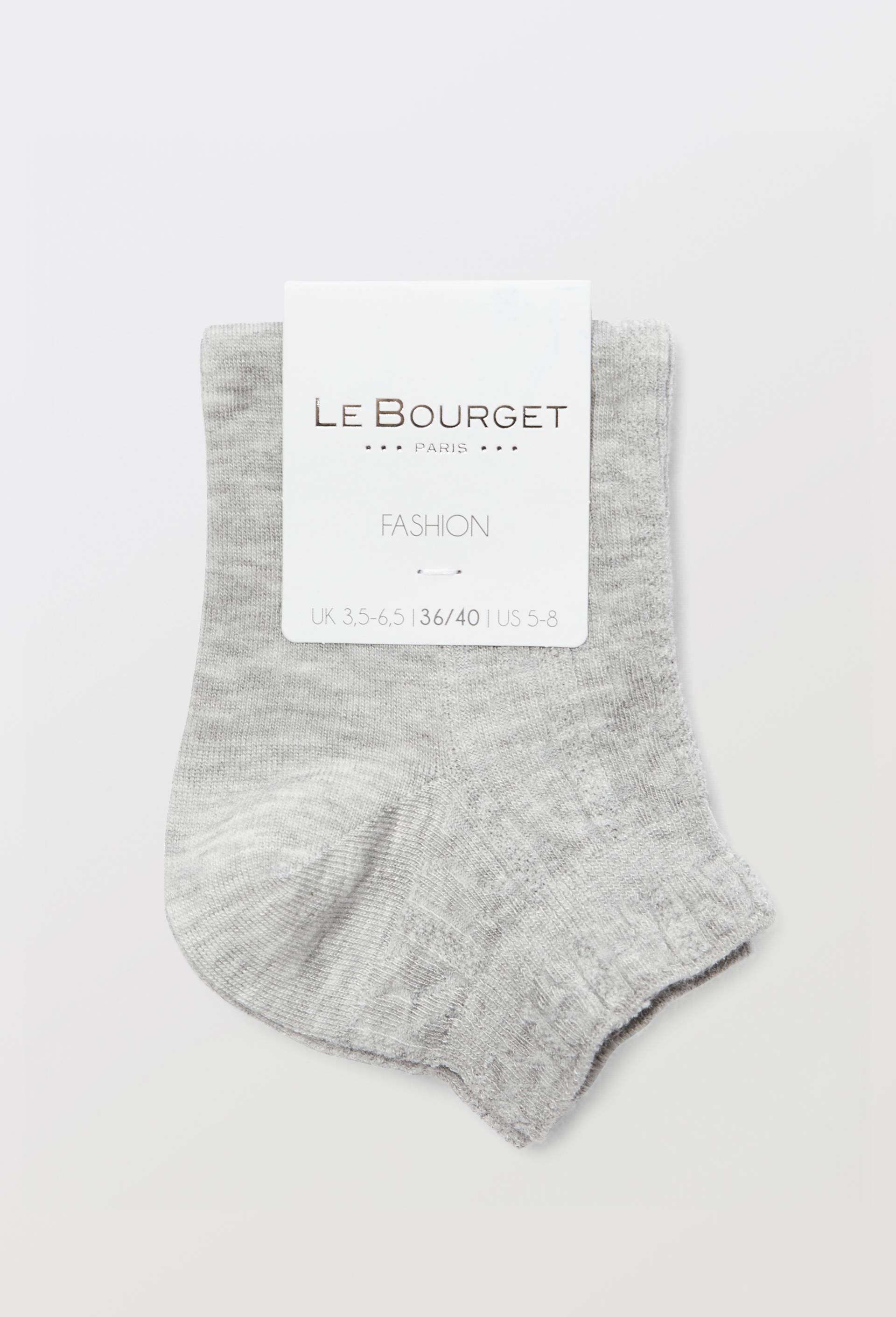 Paire de socquettes fantaisie, torsades Le Bourget, Argent, large image number 2