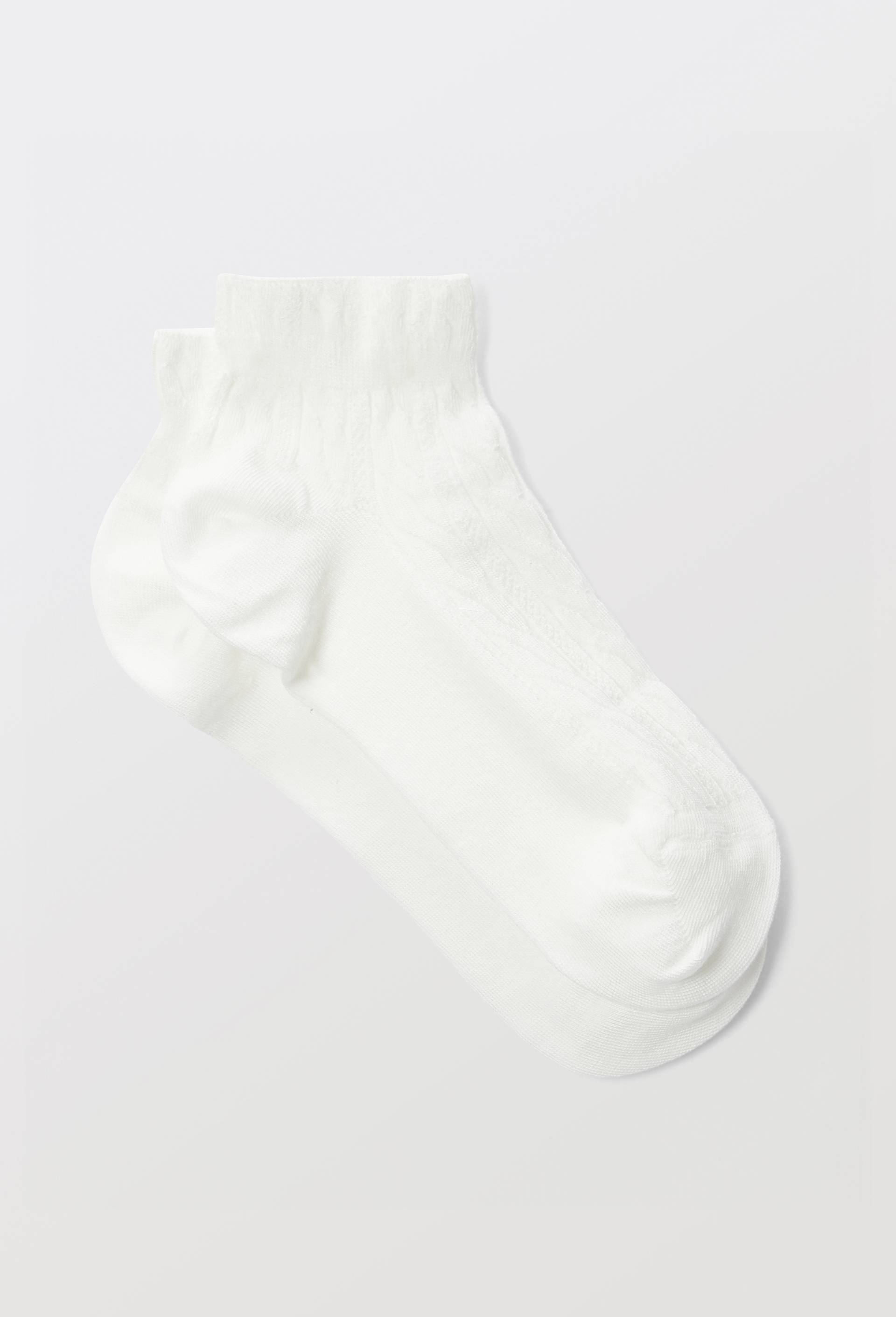 Paire de socquettes fantaisie, torsades Le Bourget, Blanc, large image number 0