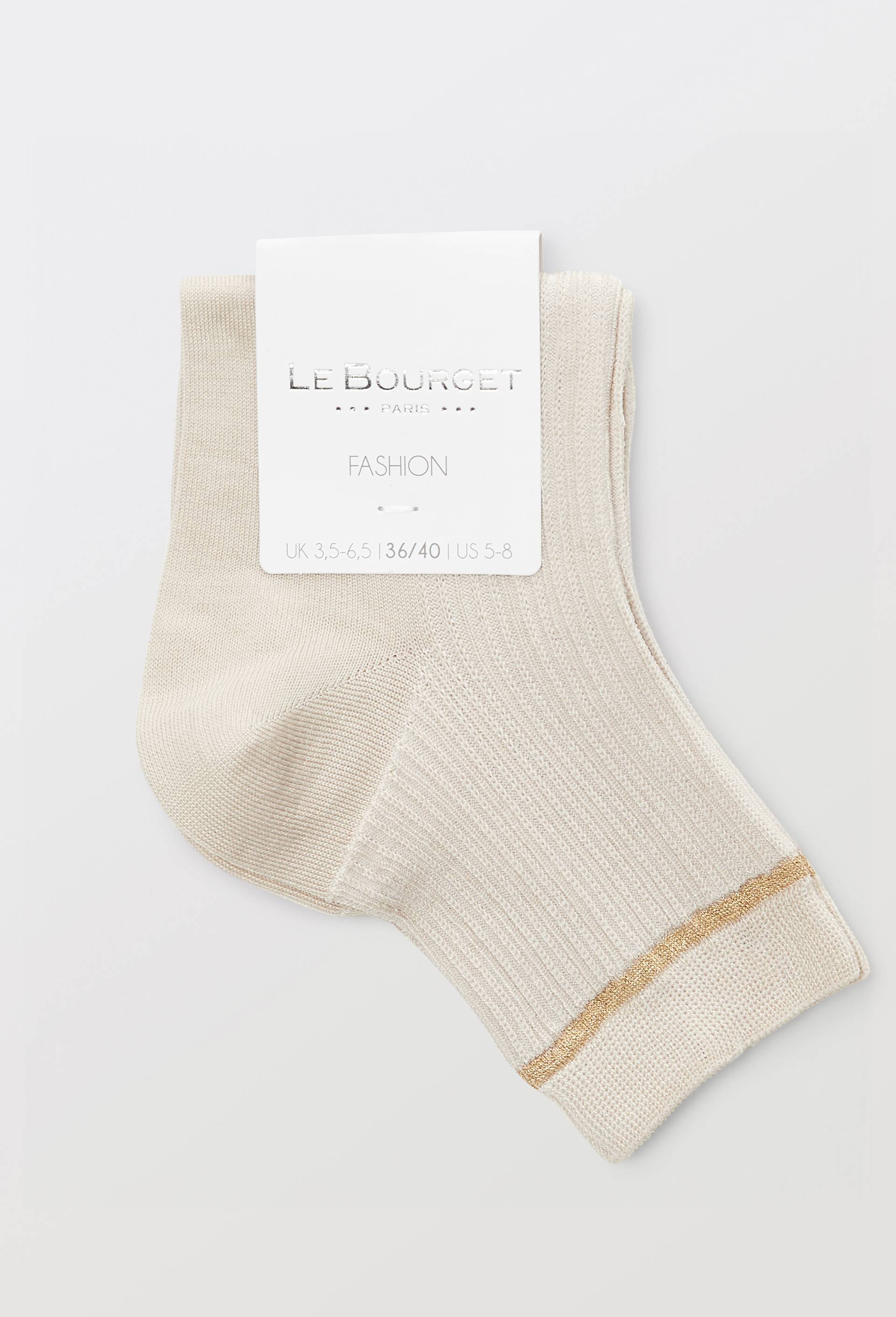 Paire de socquettes fantaisie avec lurex Le Bourget, Beige, large image number 2