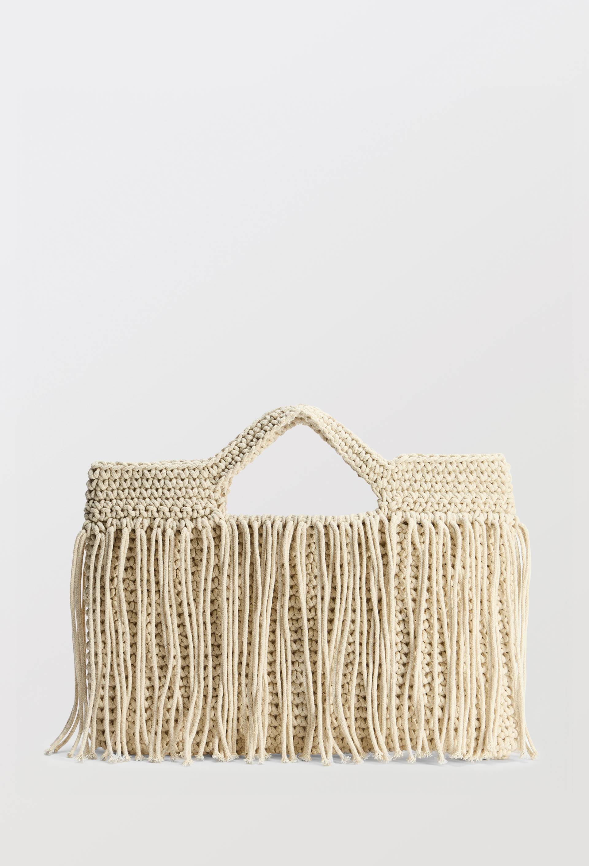 Pochette &agrave; franges, Ecru, large image number 1