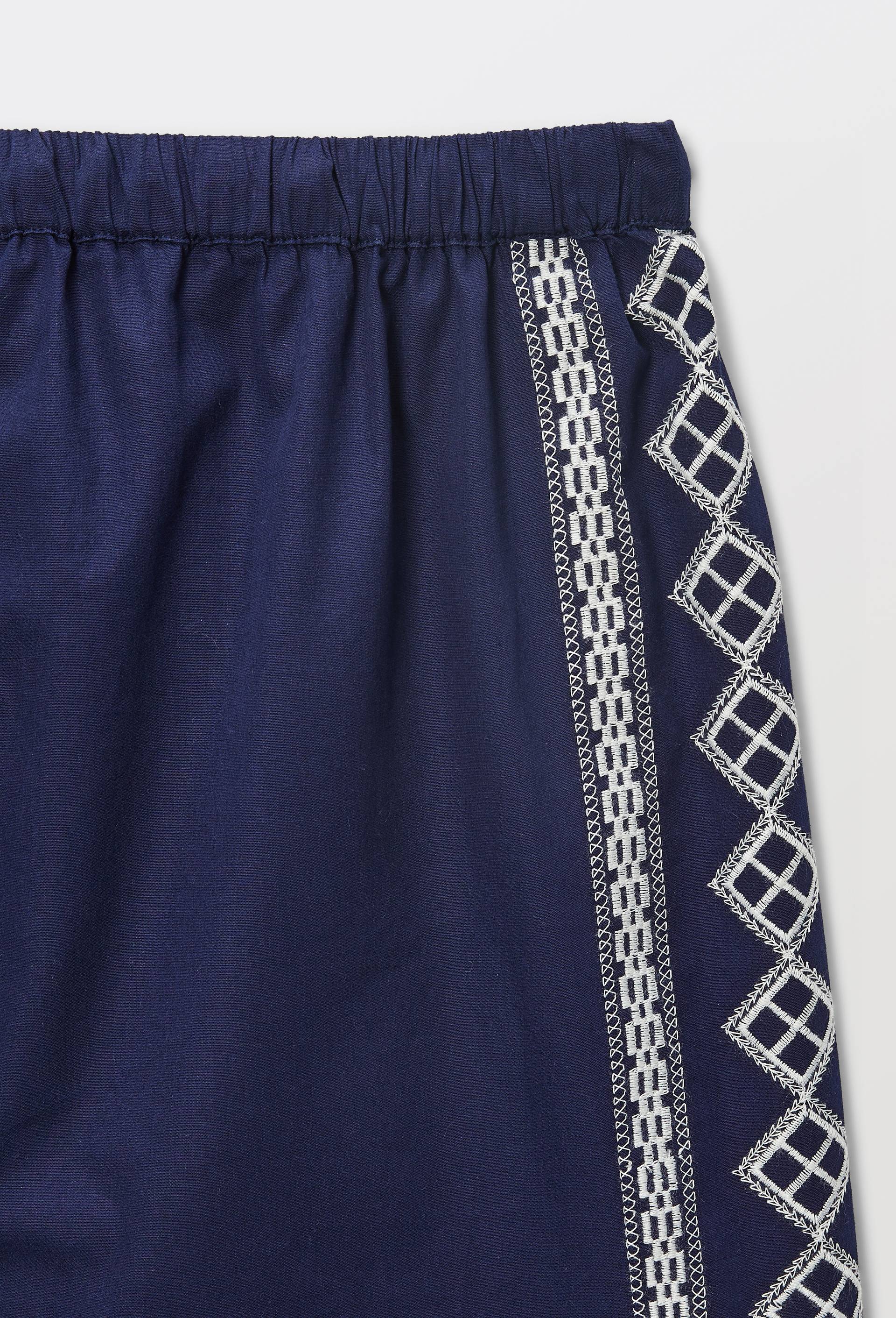 Short en coton avec broderie, Bleu fonc&eacute;, large image number 4