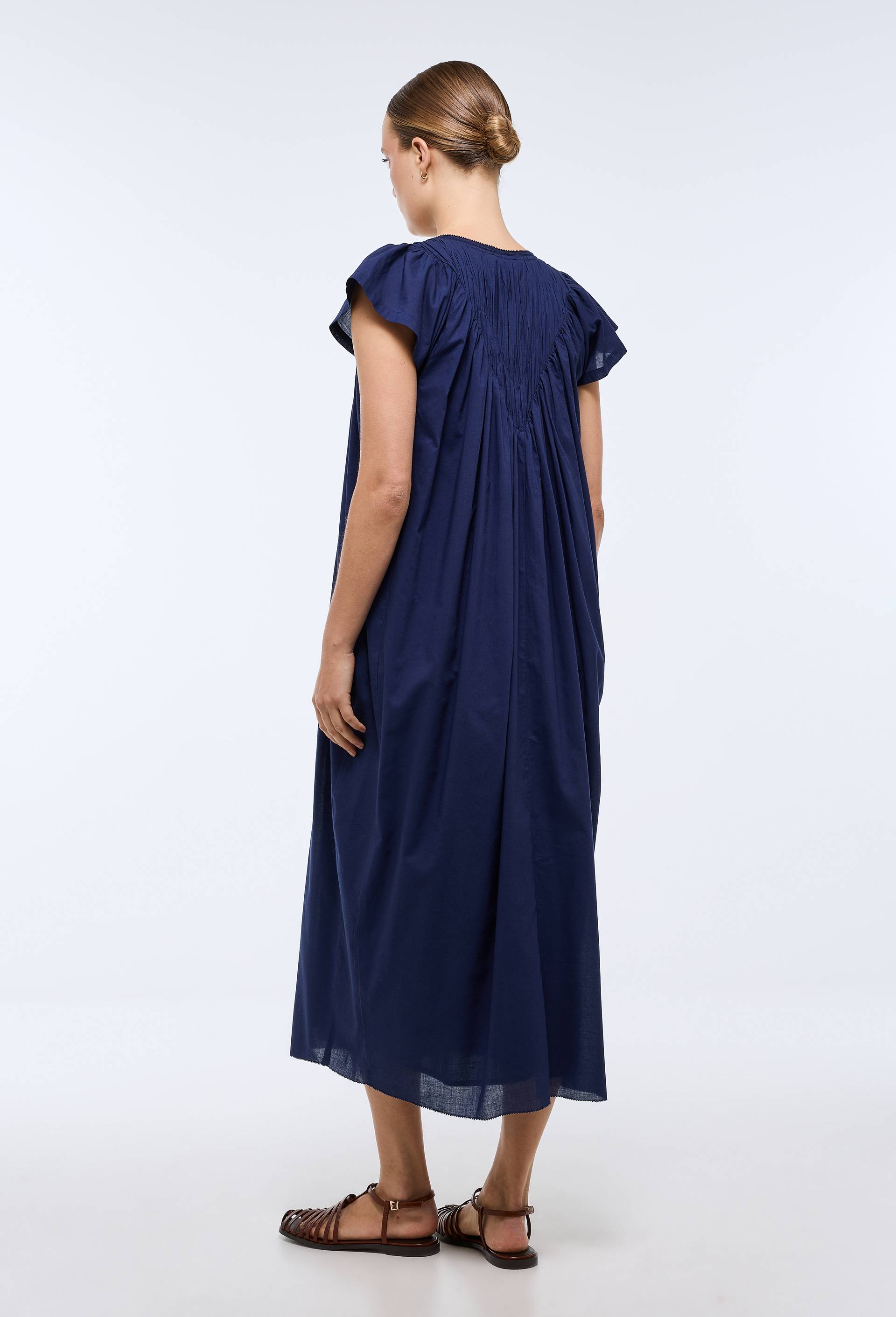 Robe longue unie en coton BIO GOTS, Bleu fonc&eacute;, large image number 1.0