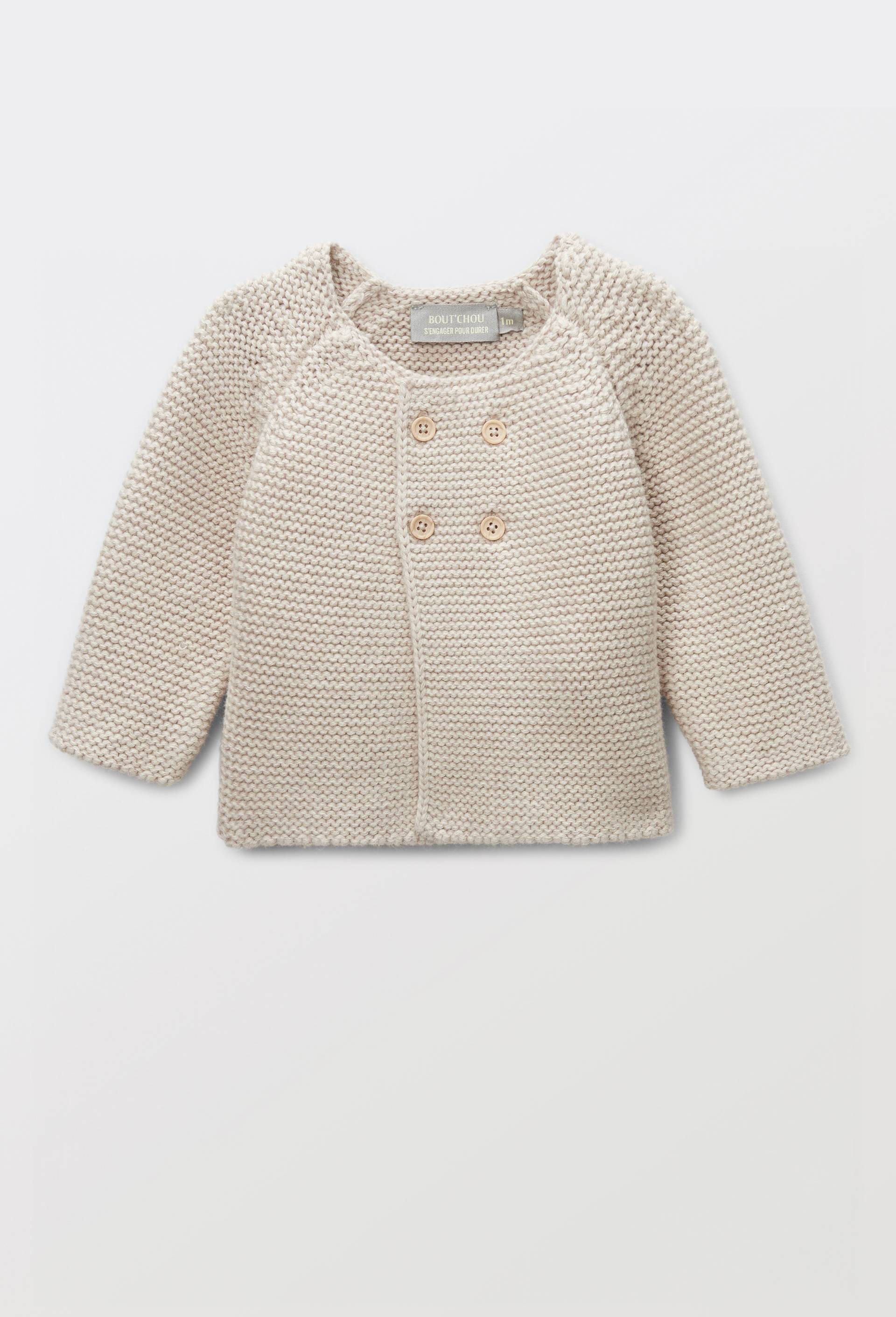 Cardigan uni en coton, Beige, swatch image