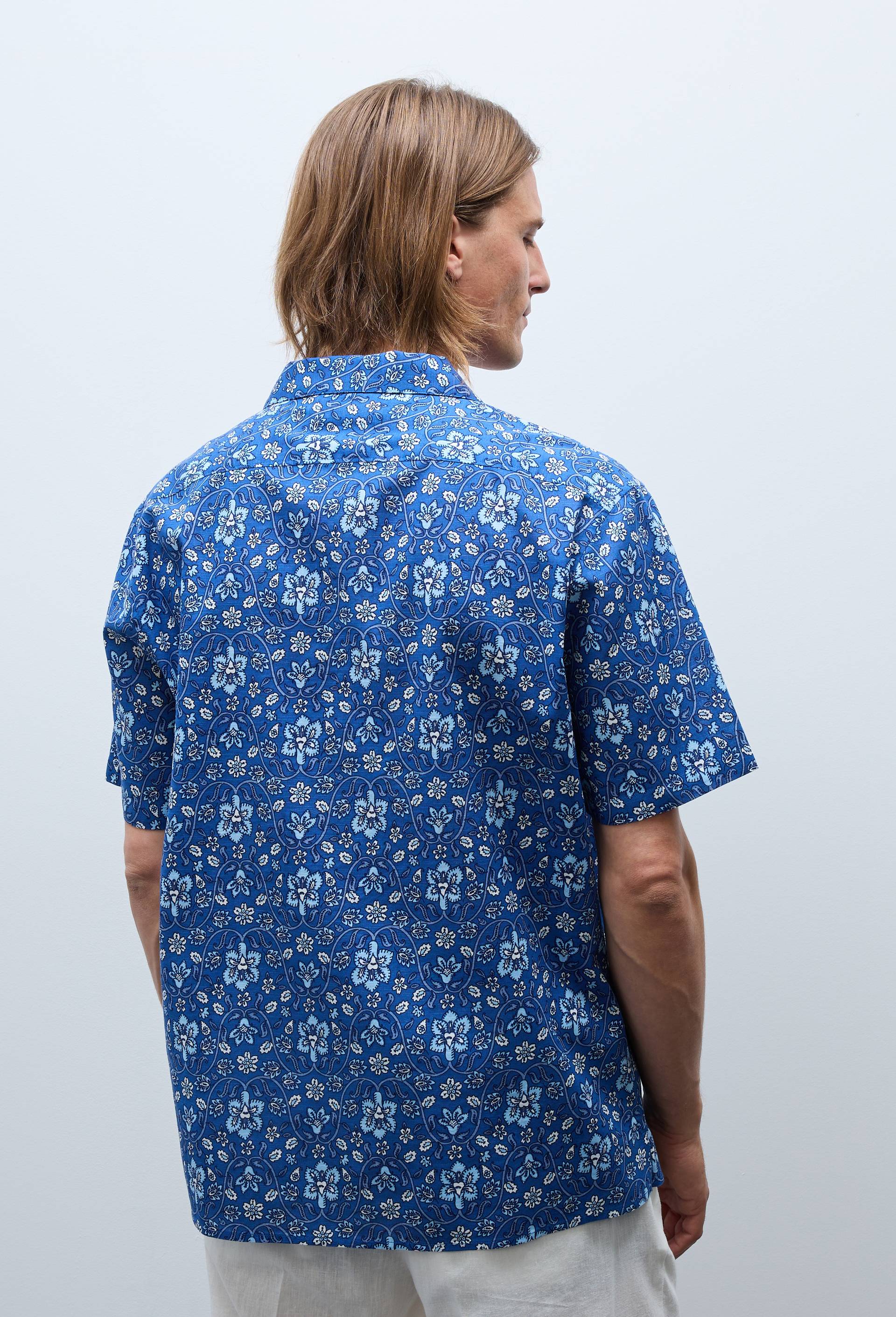 Chemise manches courtes imprim&eacute; en coton BIO GOTS, Bleu, large image number 1.0