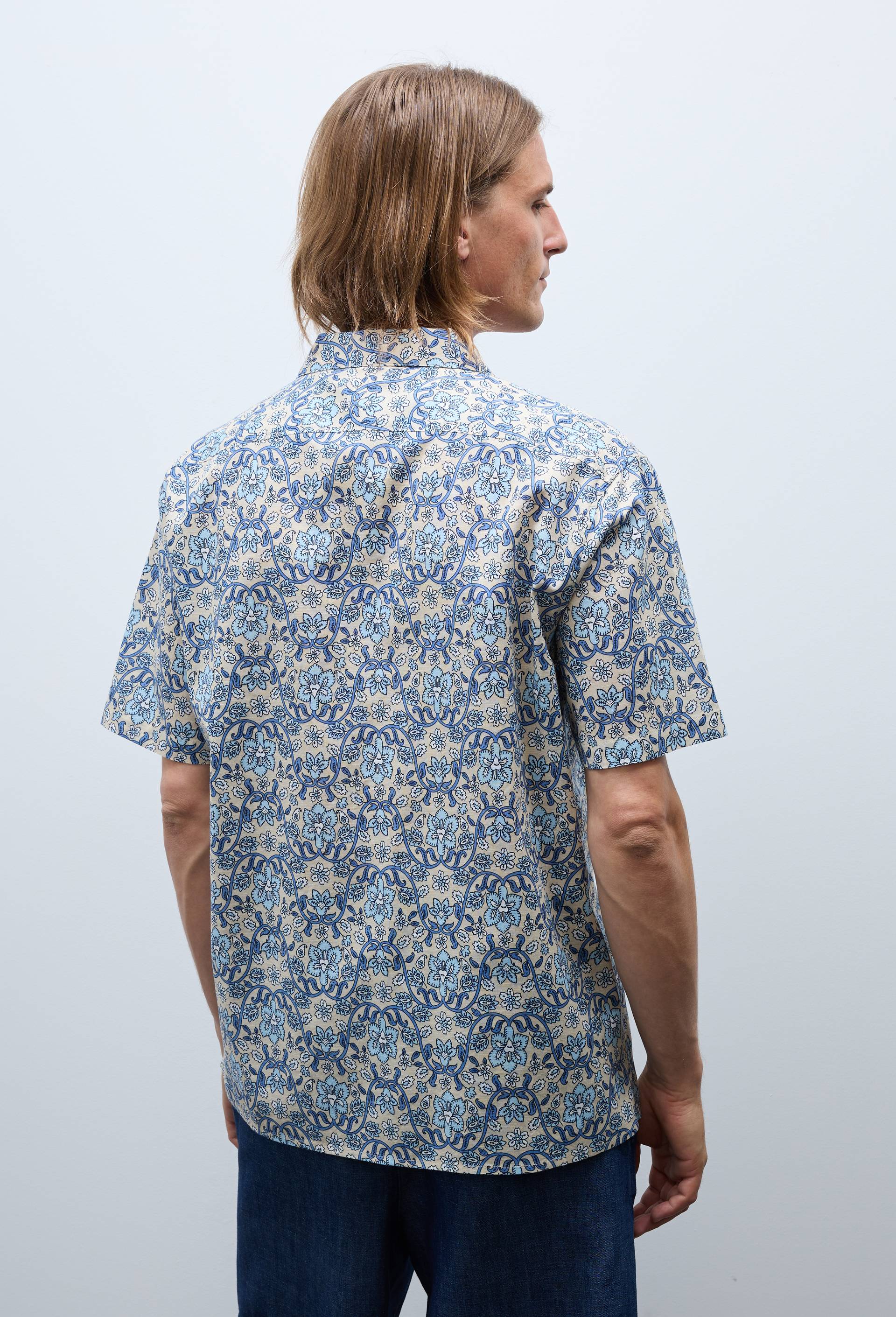 Chemise manches courtes imprim&eacute; en coton BIO GOTS, Beige, large image number 1