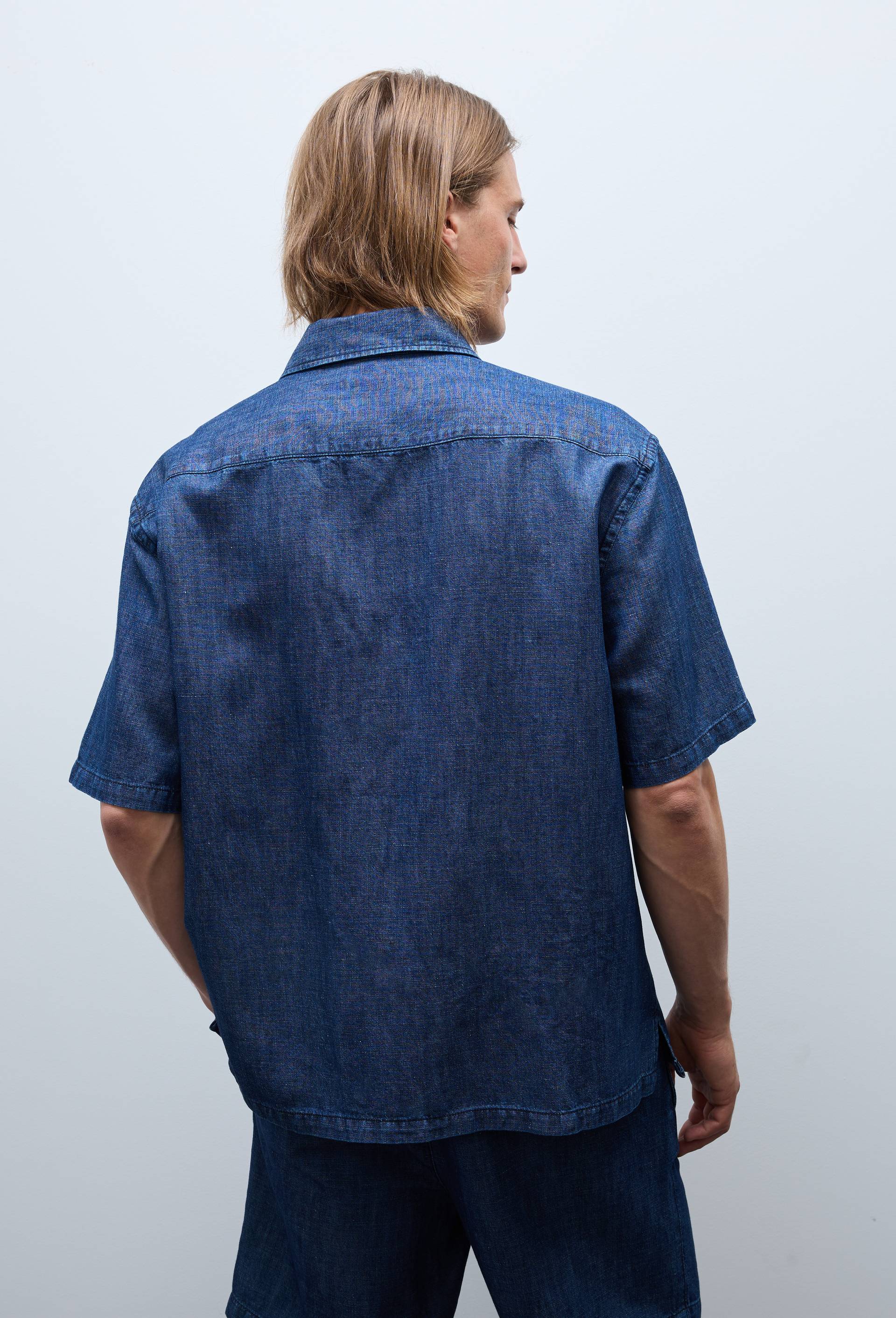 Chemise manches courtes en jean, Bleu fonc&eacute;, large image number 1