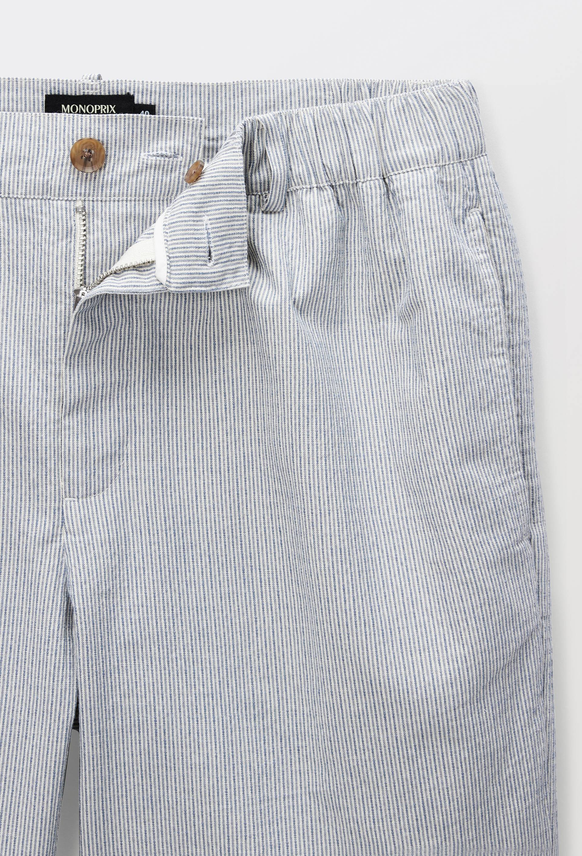 Bermuda boutonn&eacute; en coton, Bleu, large image number 3