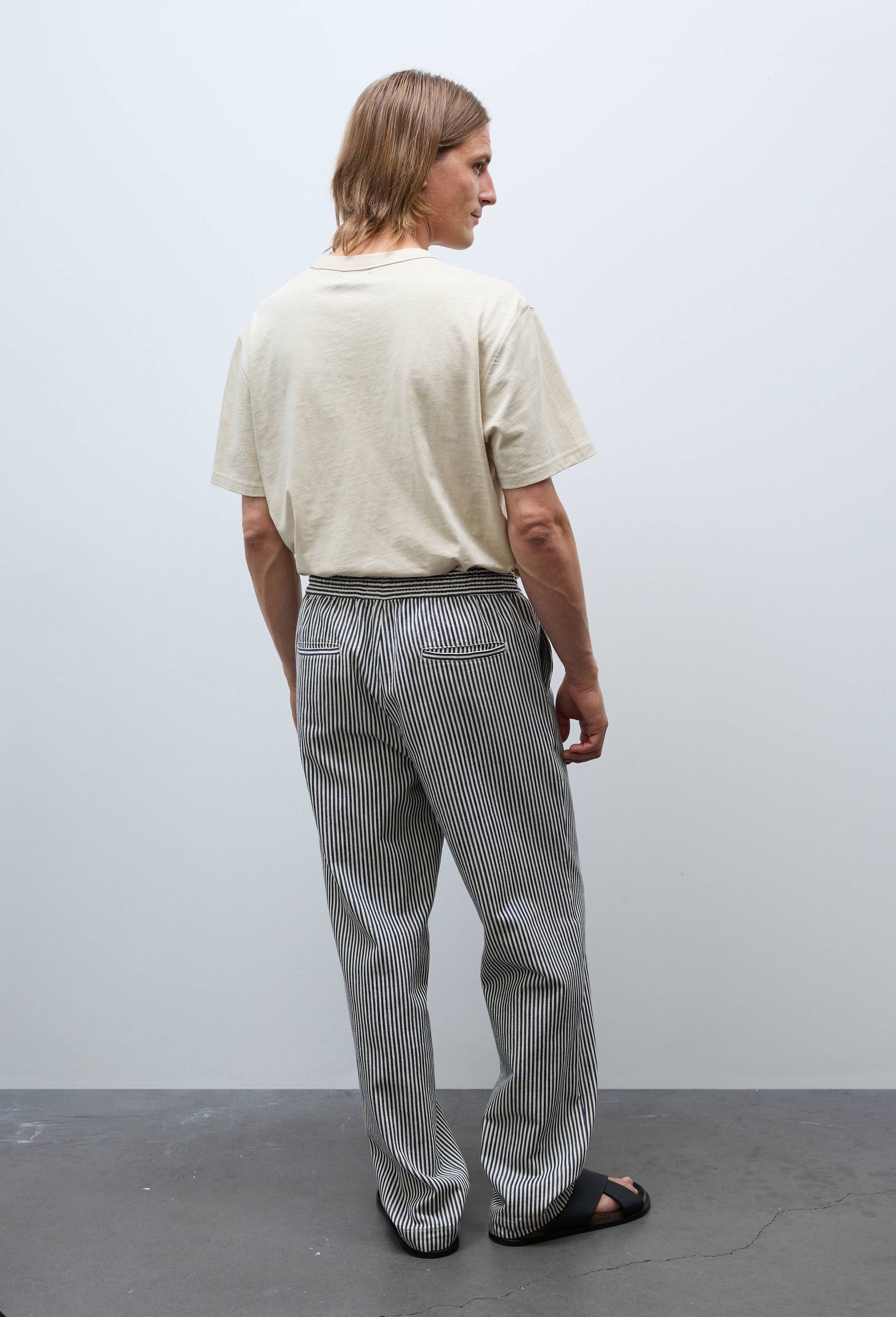 Pantalon taille &eacute;lastiqu&eacute;e en coton BIO GOTS, Bleu fonc&eacute;, large image number 2