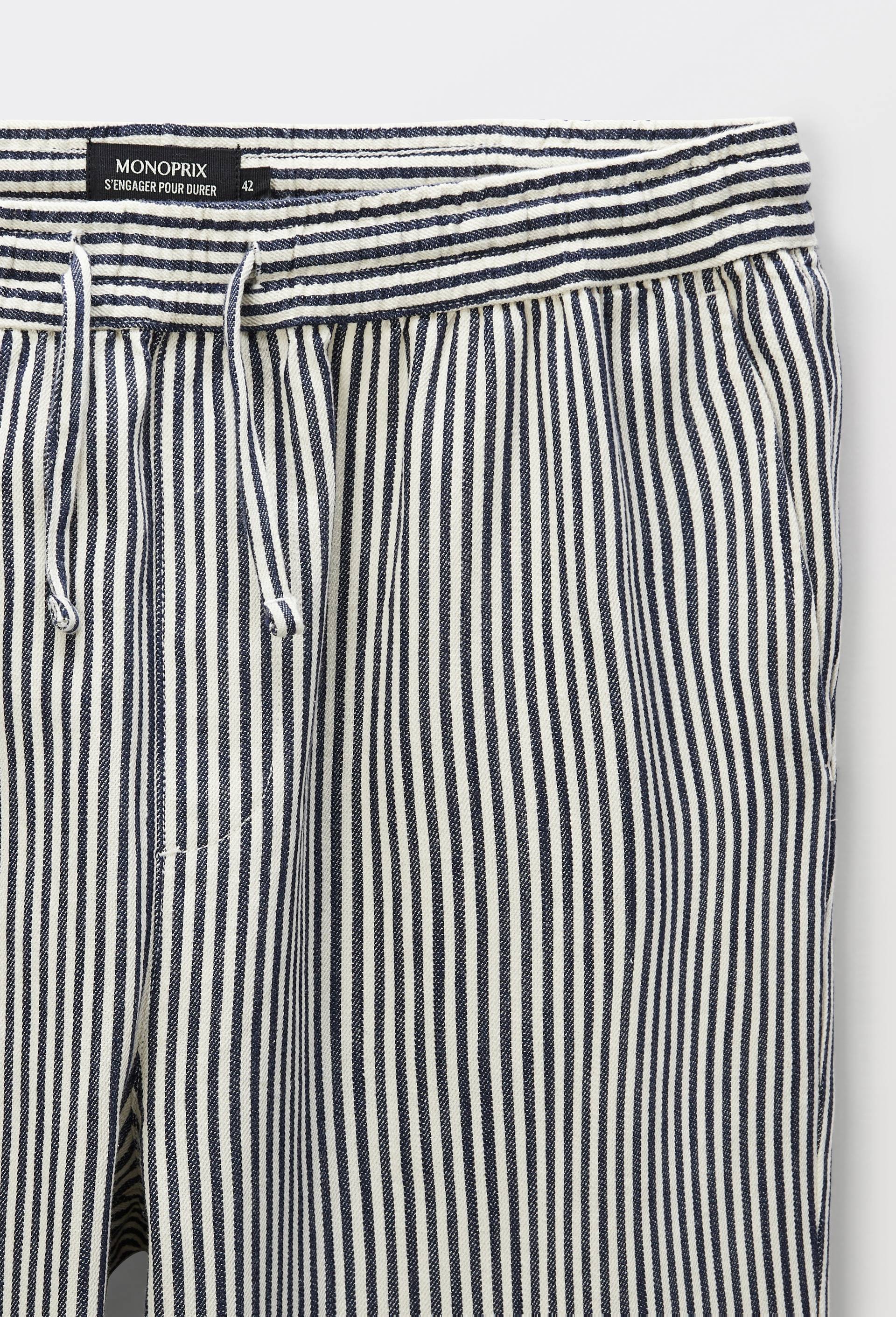 Pantalon taille &eacute;lastiqu&eacute;e en coton BIO GOTS, Bleu fonc&eacute;, large image number 4