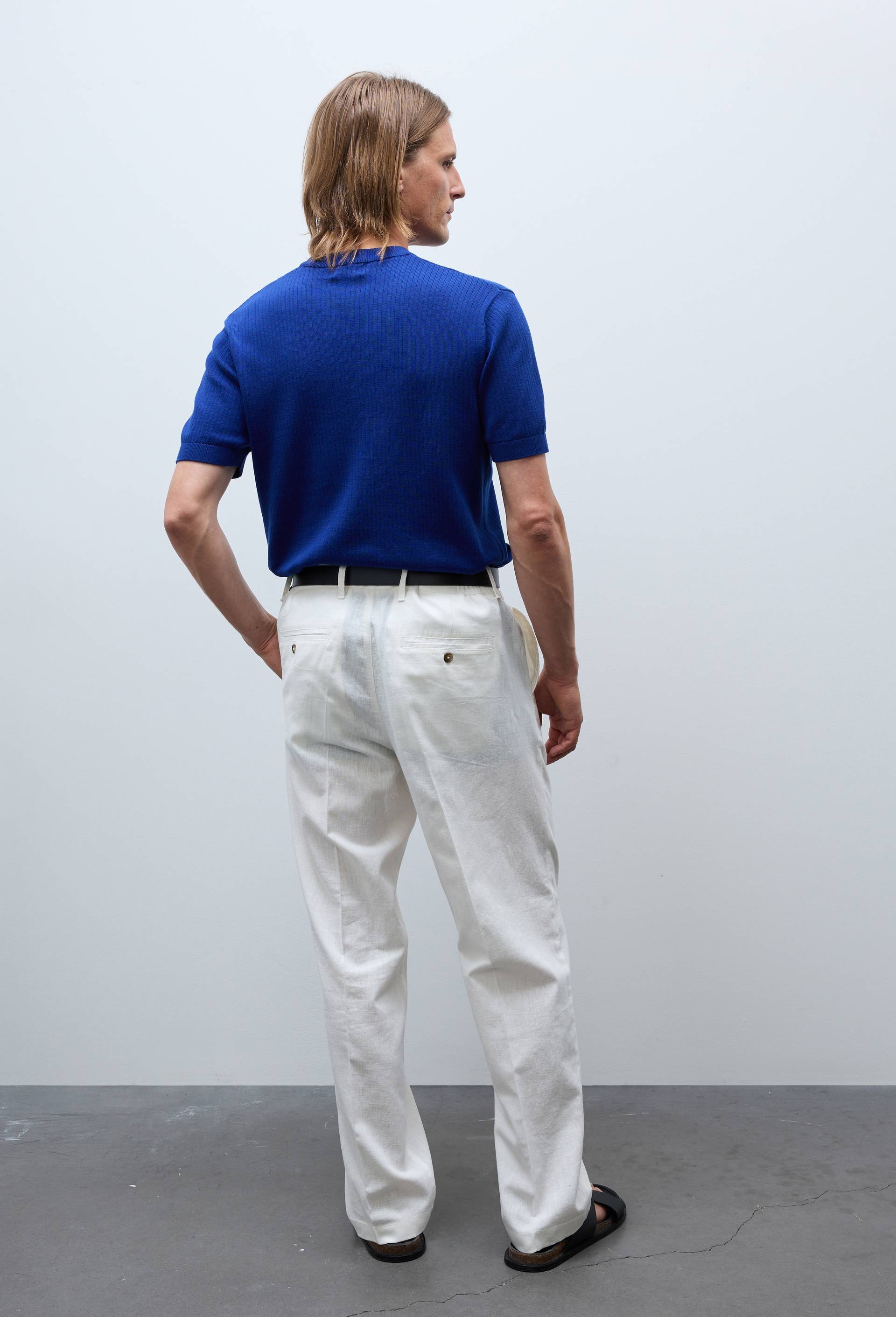 Pantalon  en lin et coton, Beige clair, large image number 1.0