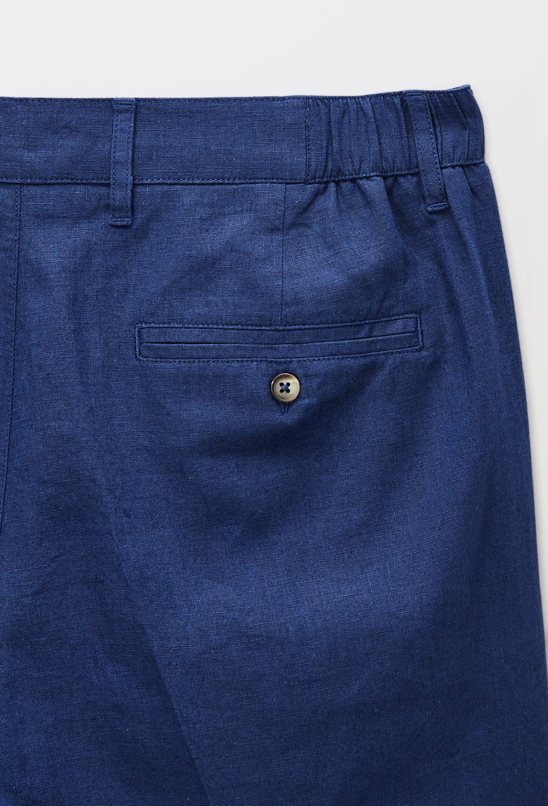 Pantalon  en lin et coton, Bleu fonc&eacute;, large image number 4
