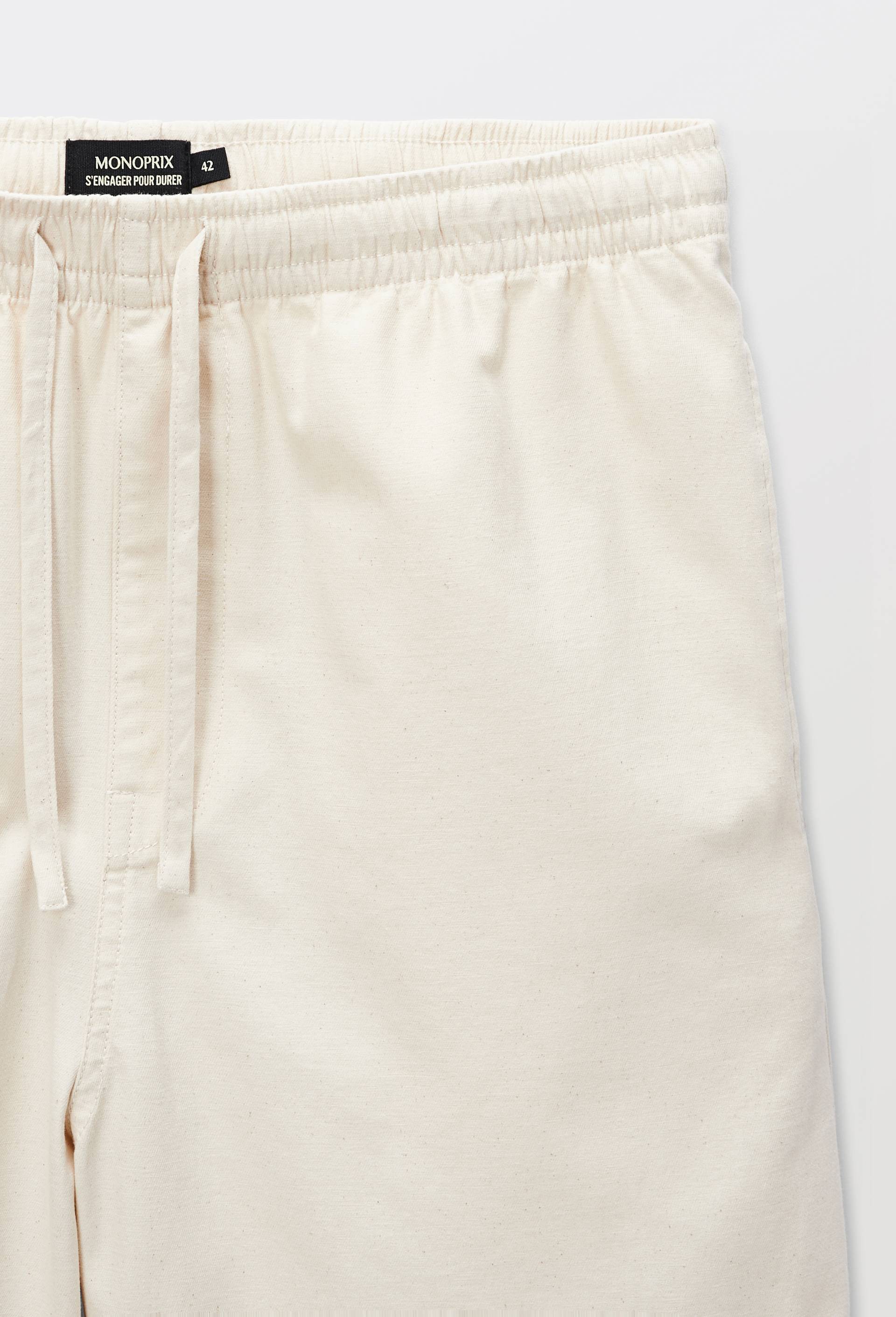 Bermuda &eacute;lastiqu&eacute; en coton, Beige clair, large image number 4.0