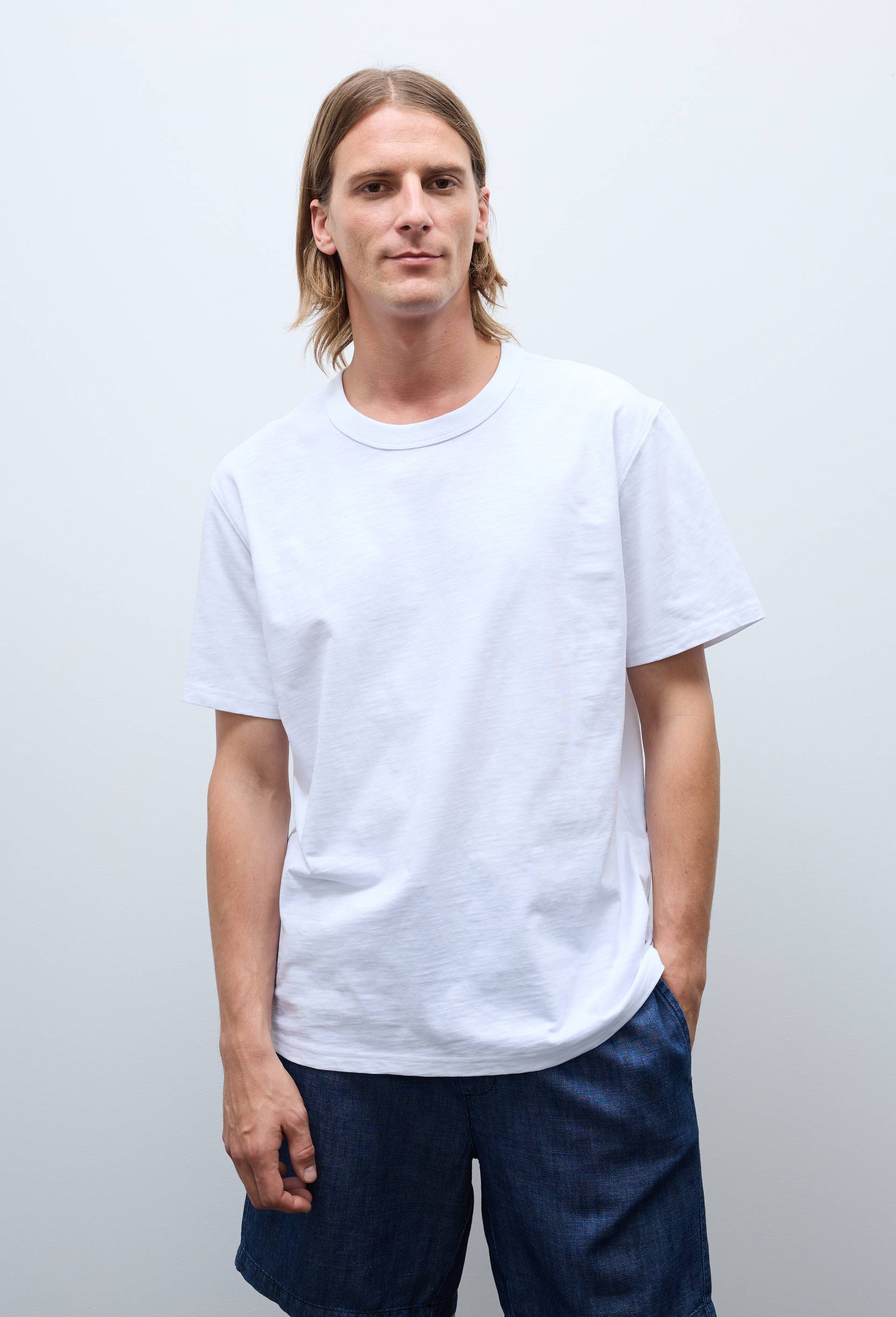 T-shirt manches courtes en coton slub BIO GOTS, Blanc, swatch image