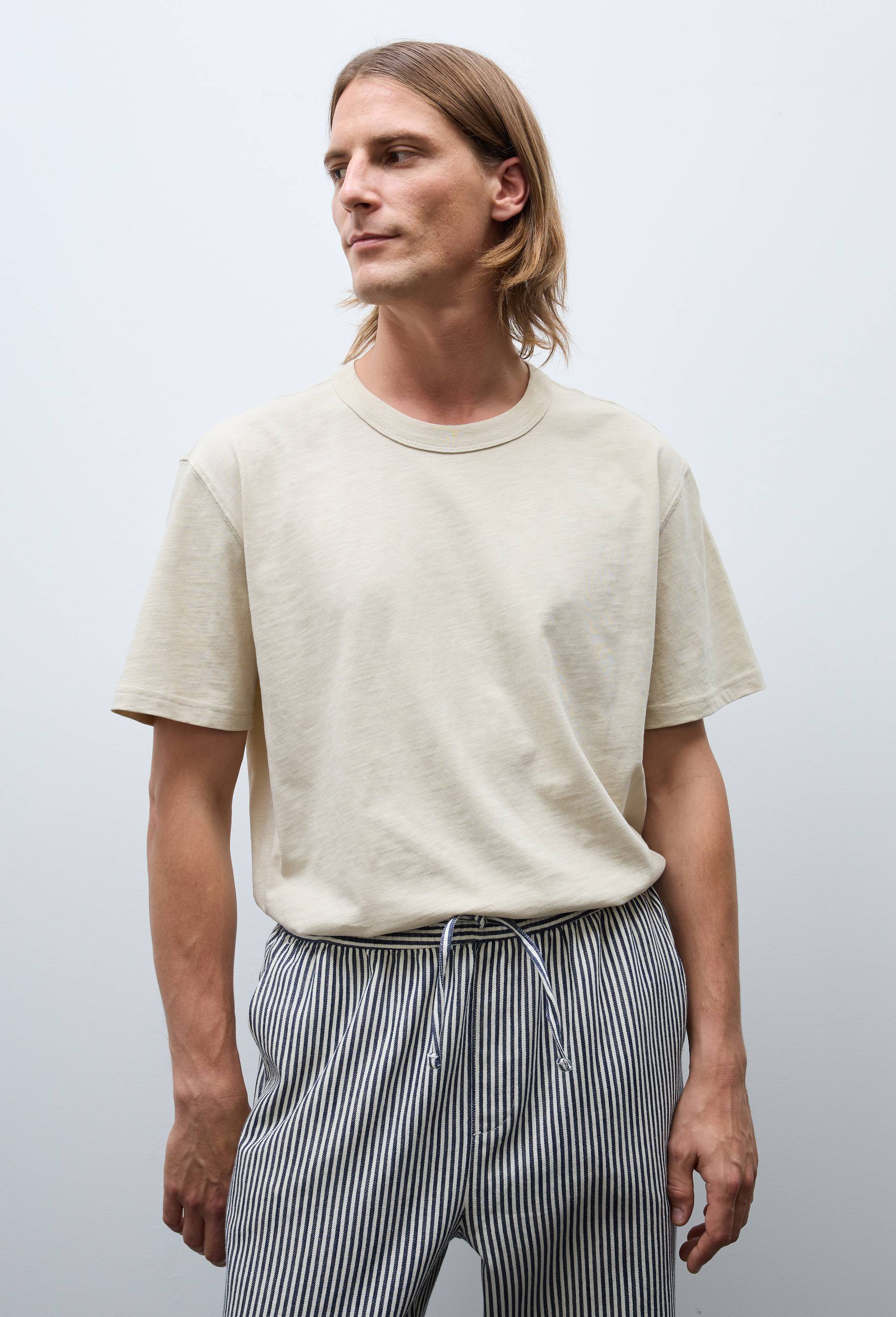 T-shirt manches courtes en coton slub BIO GOTS, Beige, large image number 1.0