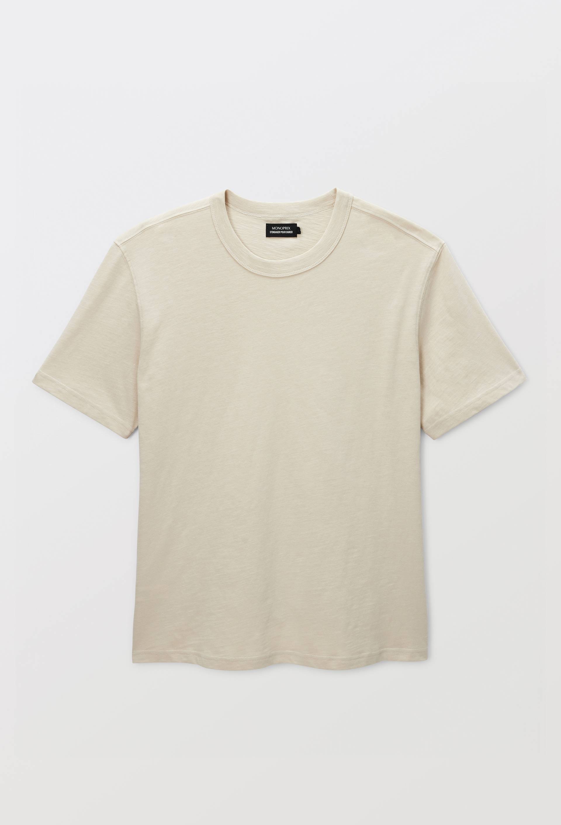 T-shirt manches courtes en coton slub BIO GOTS, Beige, large image number 3.0